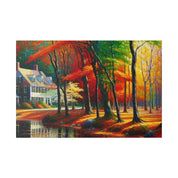 New England Home Cascade Fall Painting Canvas