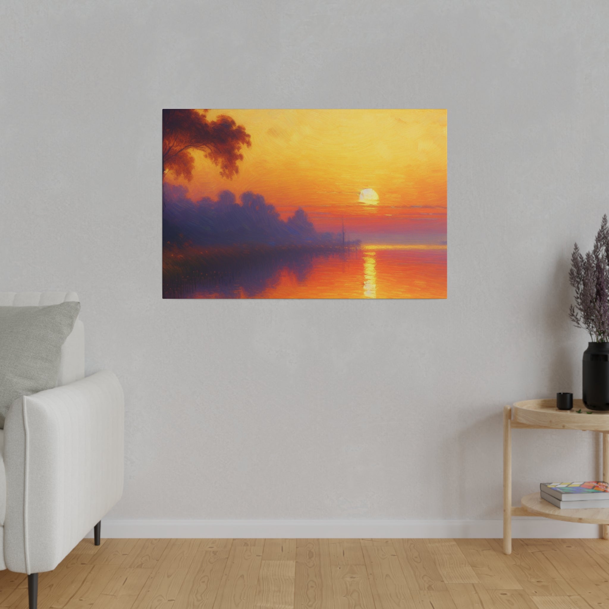 Sunrise Canvas Painting | Sunrise Over Water | Scenic Wall Art