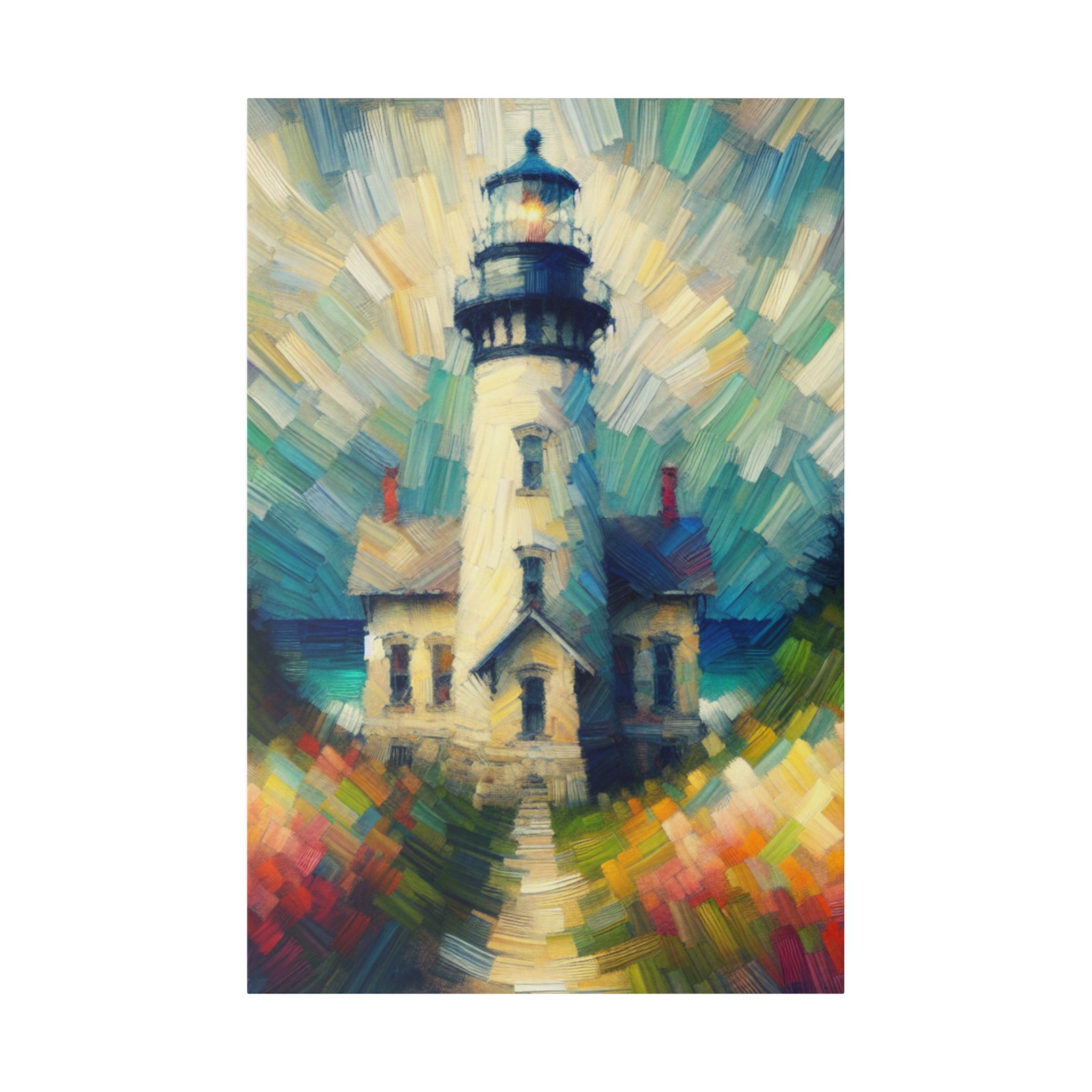 Luminary Refuge Coastal Wall Art Lighthouse Painting Canvas