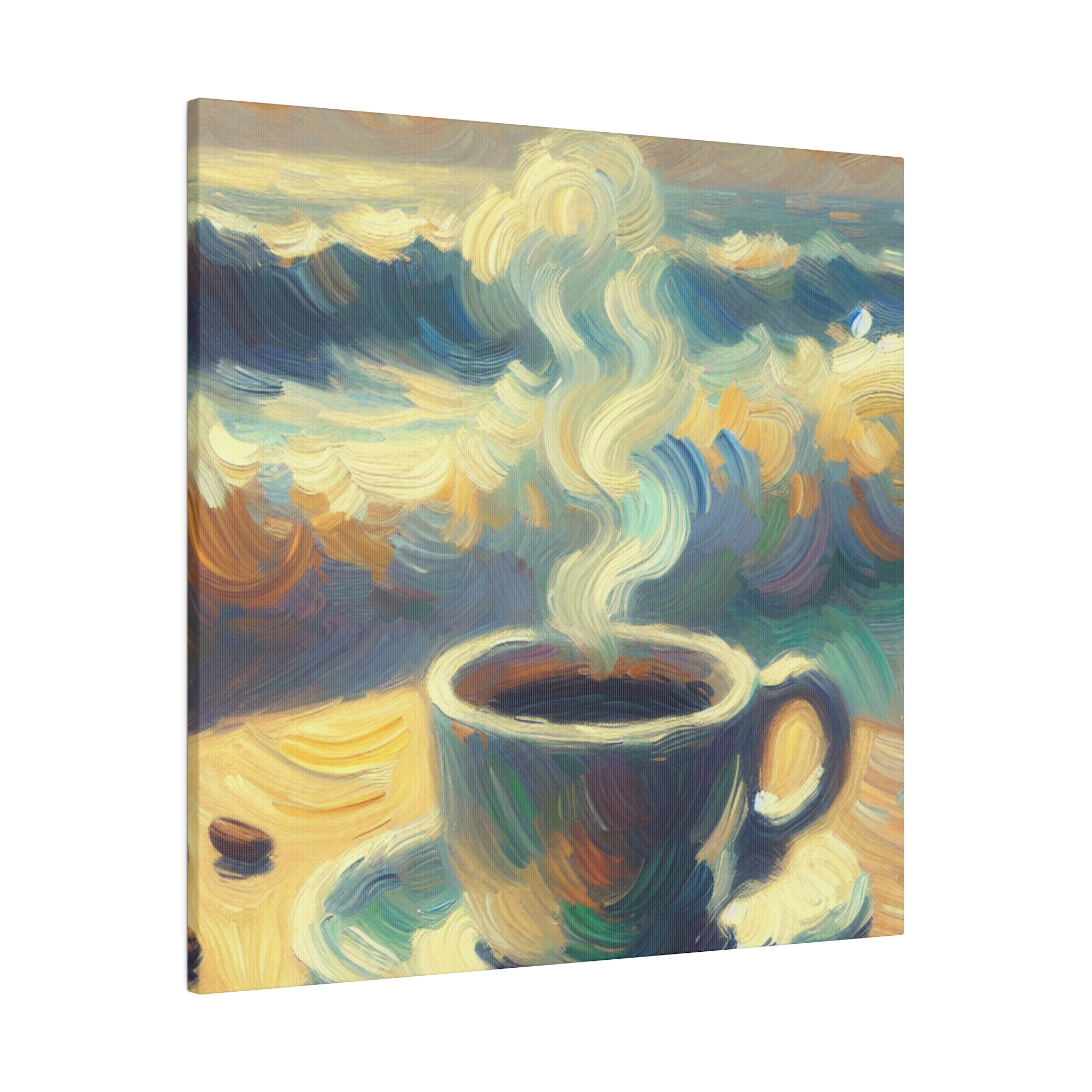 Ocean Waves Sunrise Coffee Painting Canvas