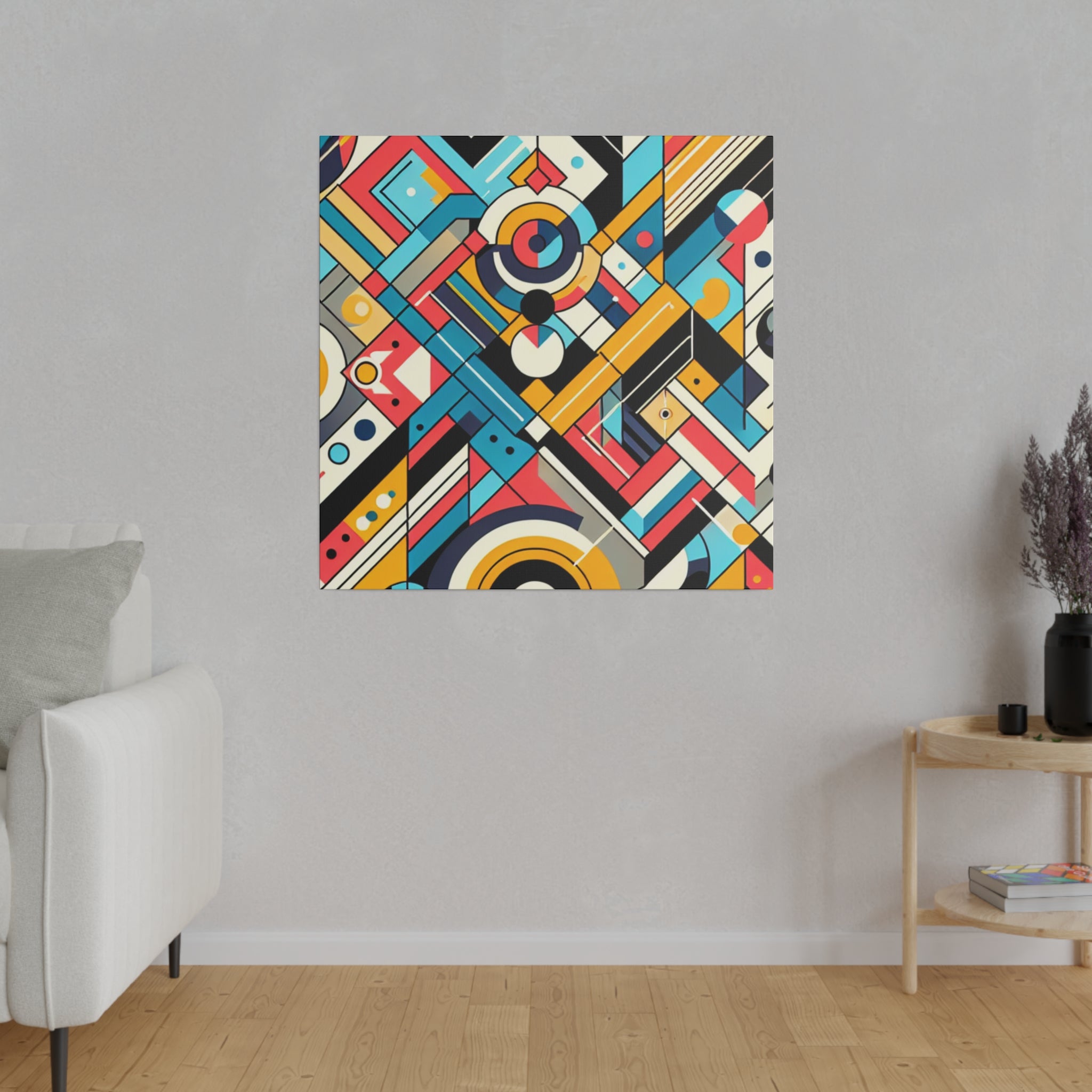 Brash Angles in Exuberant Abstraction Geometric Painting Canvas