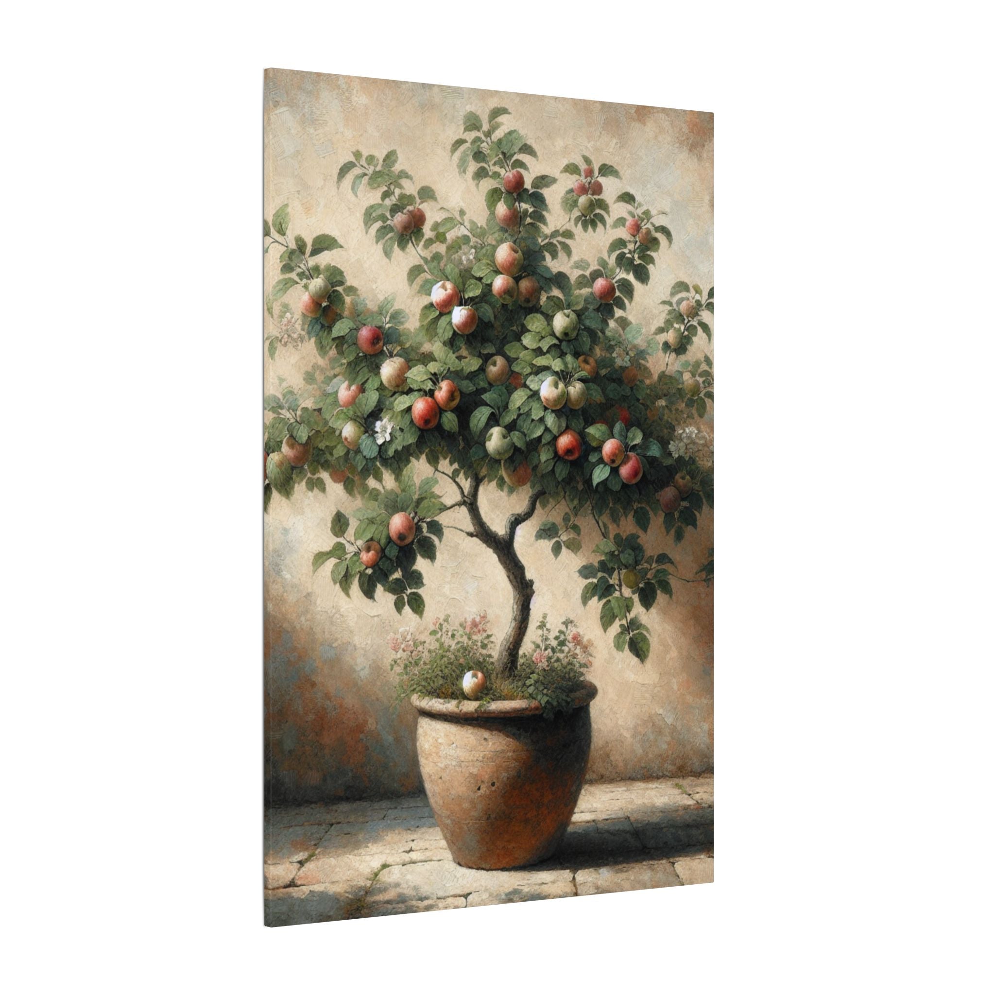 Potted Apple Tree Rustic Canvas