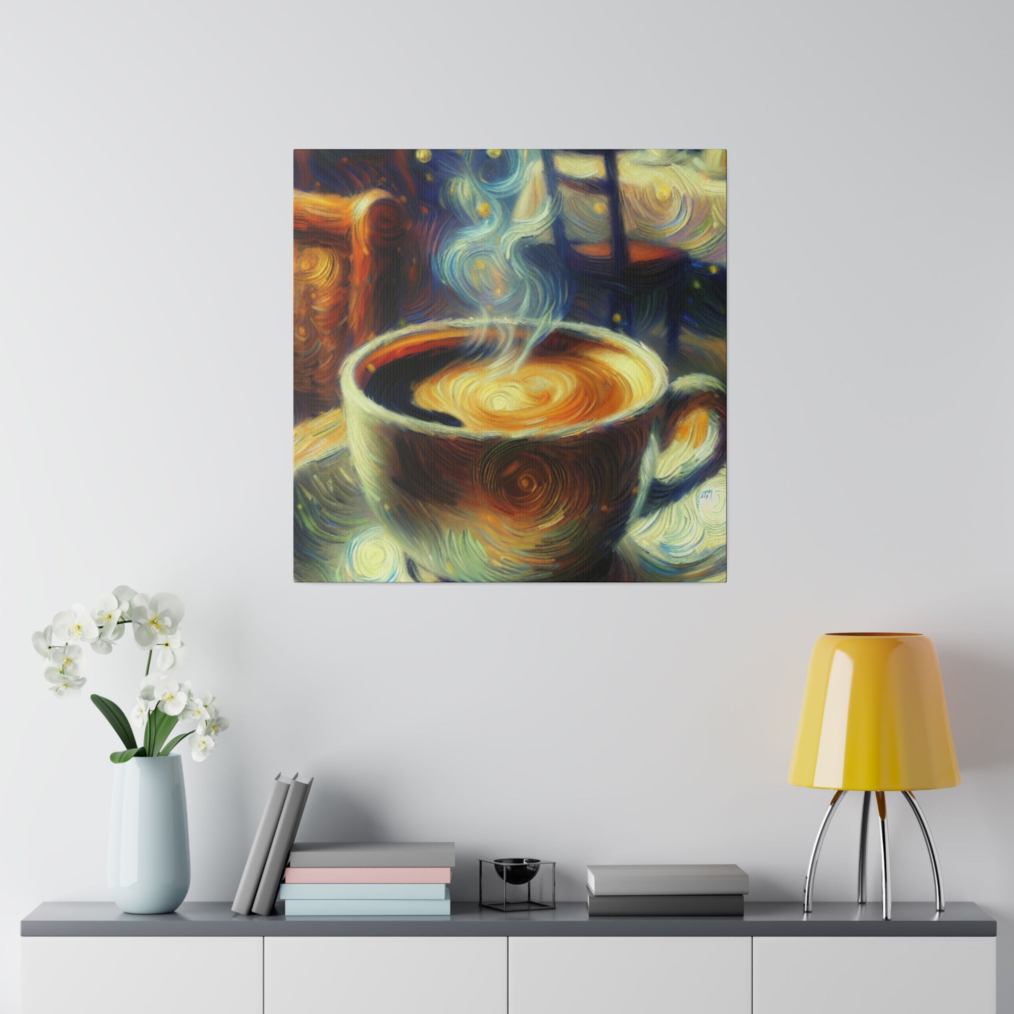 Whimsical Brew Visions Steaming Coffee Impressionist Artwork Coffee Painting Canvas