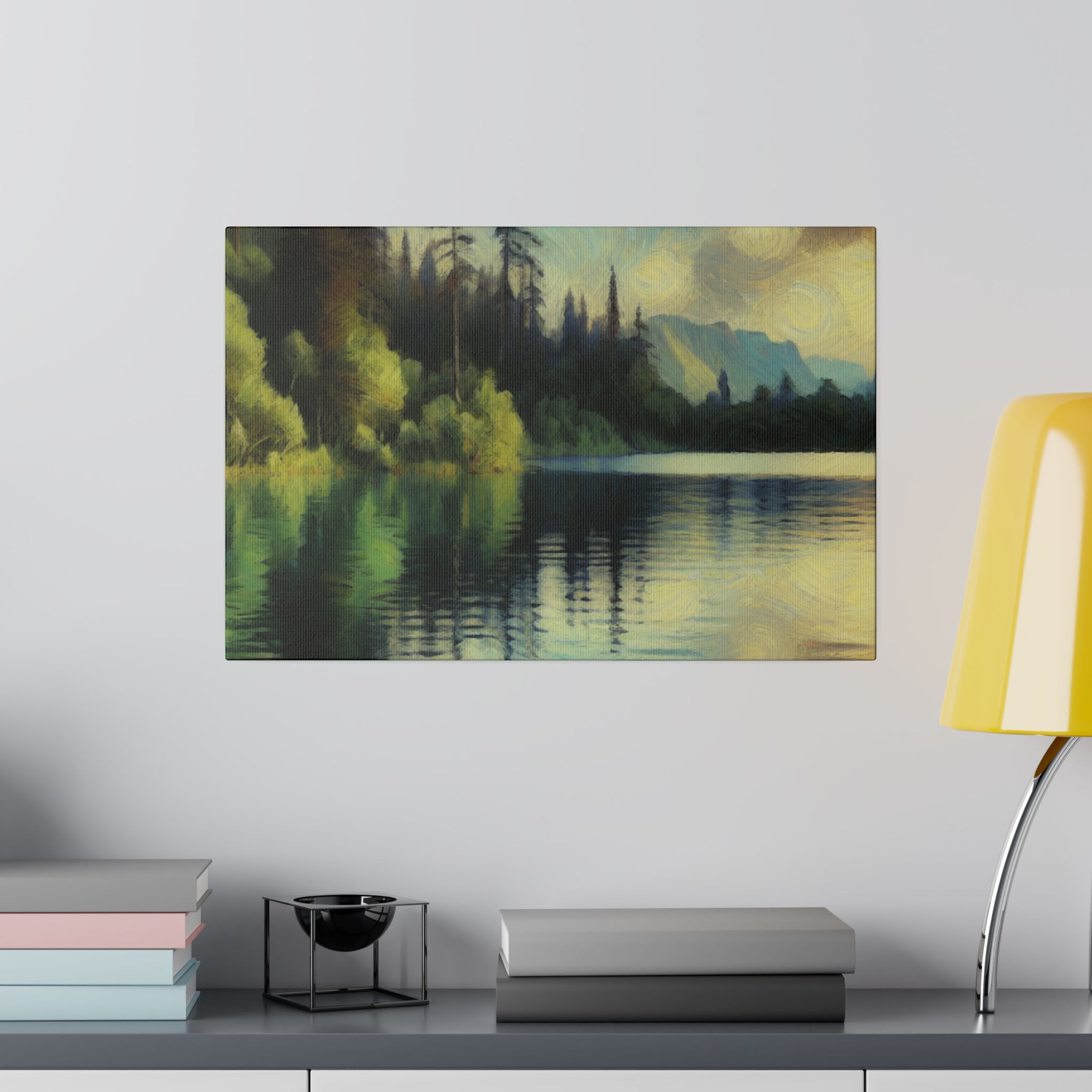 Serene Waterscape Reverie Lake Painting Canvas