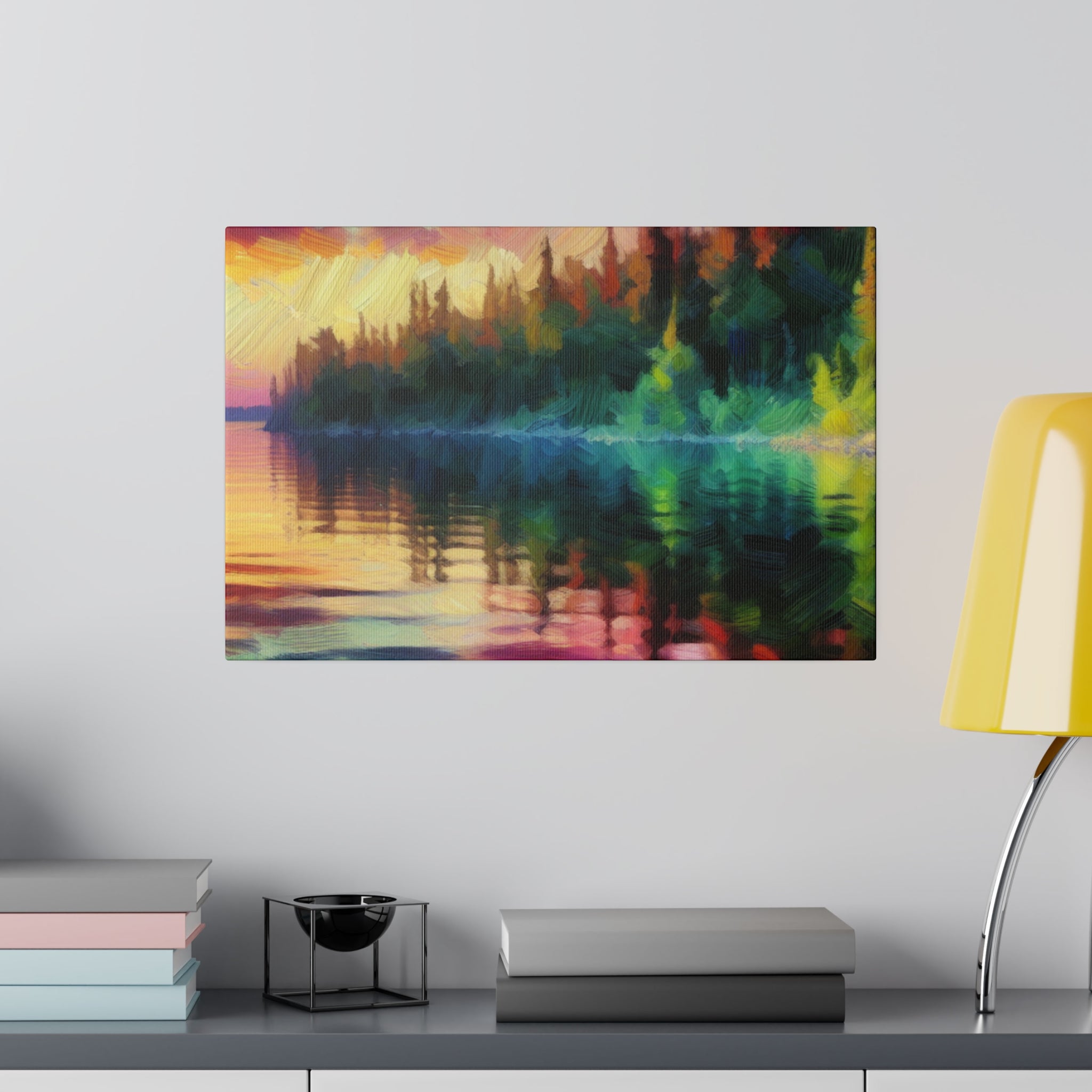 Reflective Solitude Lake Painting Canvas