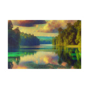 Serene Lakeside Reverie Lake Painting Canvas