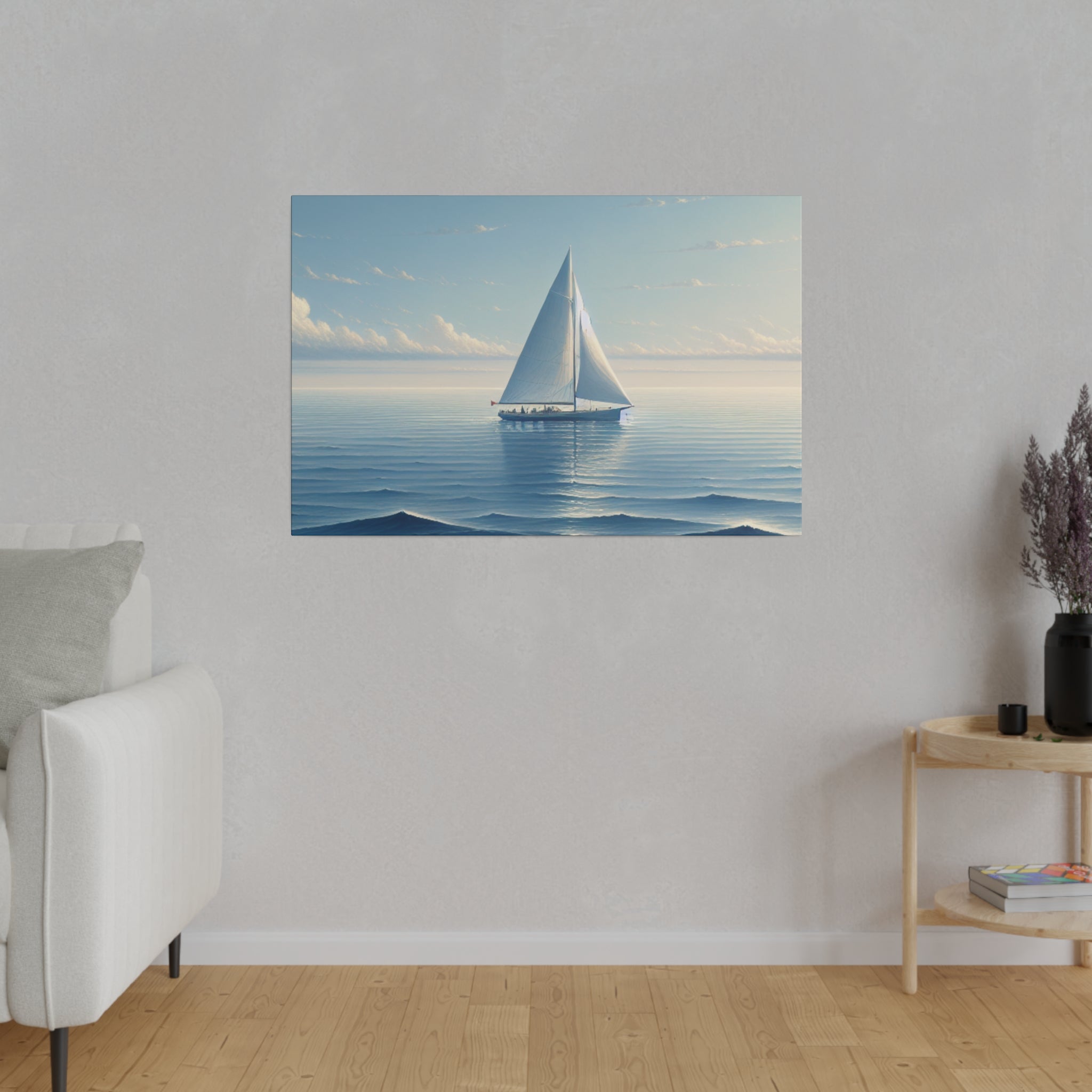 Seafarer Solitude Sailboat Painting Canvas