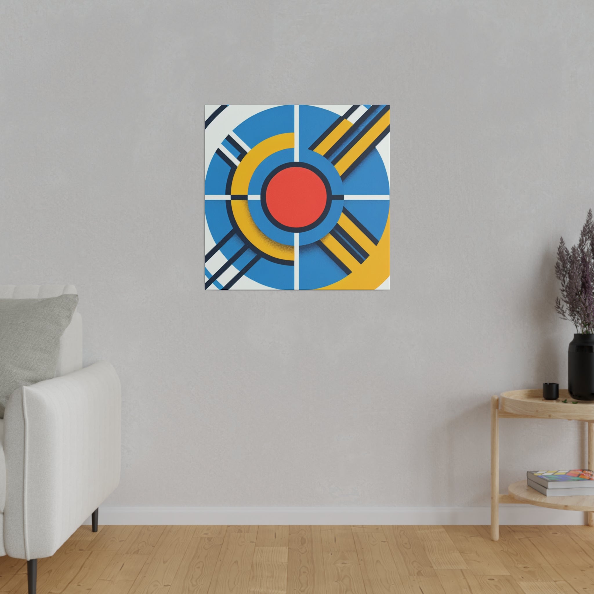 Geometric Red Blue Yellow Abstract Modern Painting Canvas