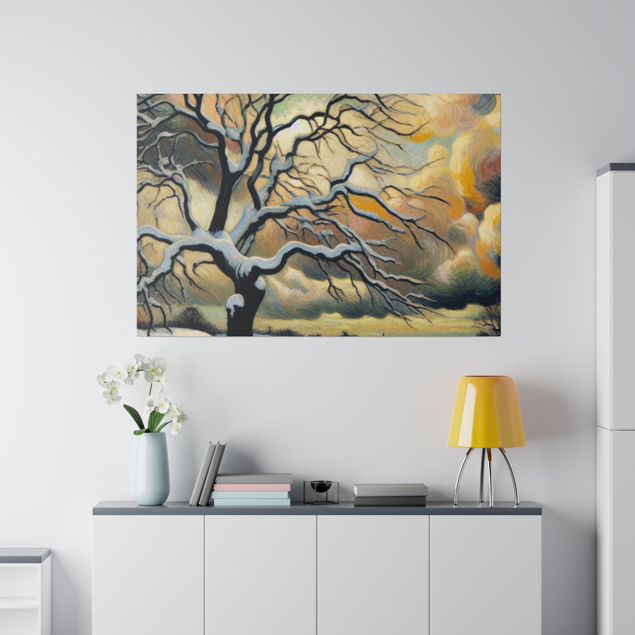 Frosted Ages An Expressionist Journey Winter Painting Canvas