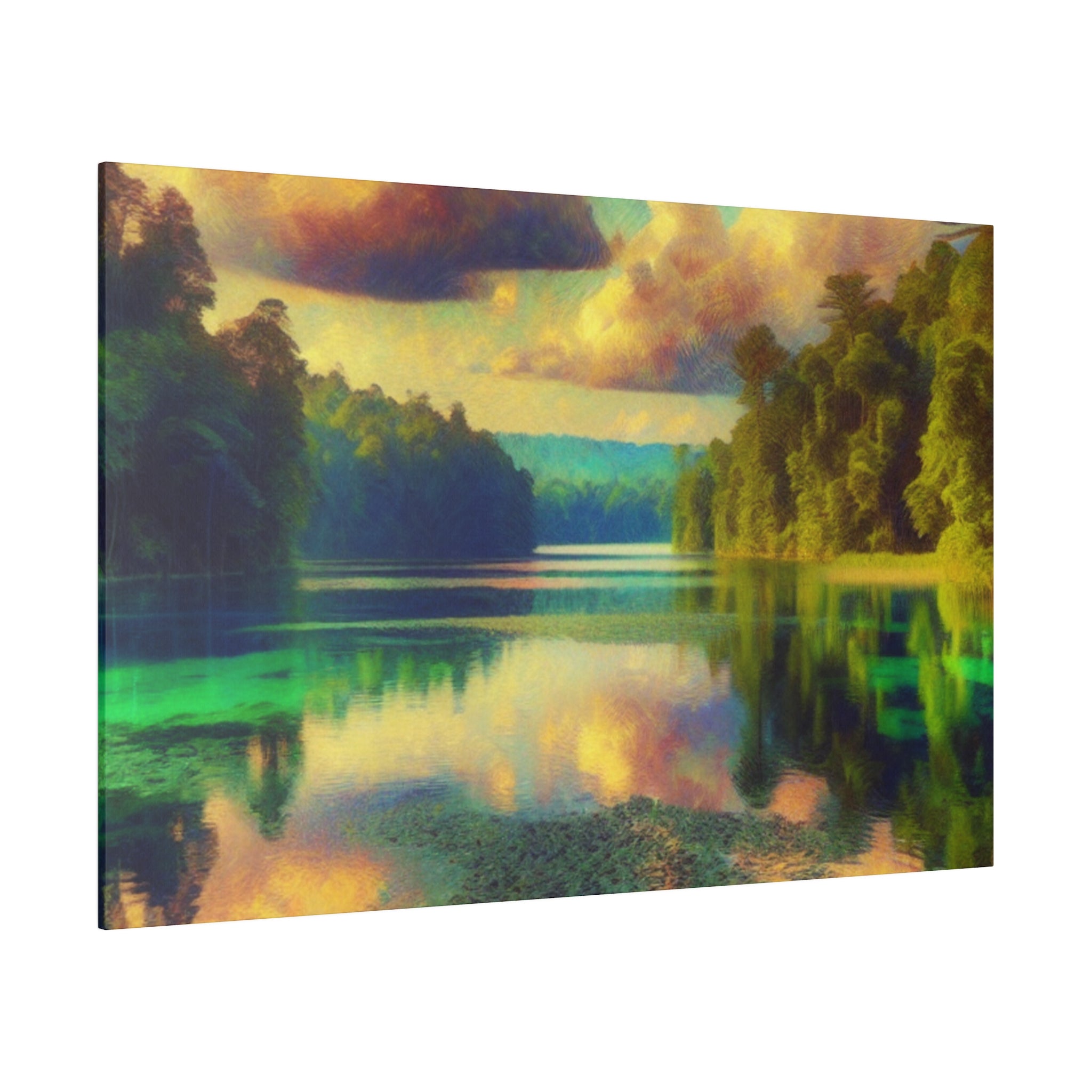 Serene Lakeside Reverie Lake Painting Canvas