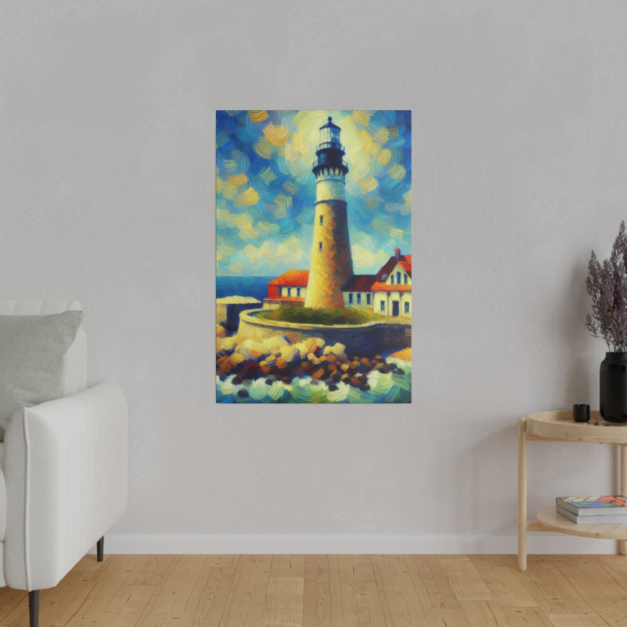 Harbor Beacon Dream Coastal Wall Art Lighthouse Painting Canvas