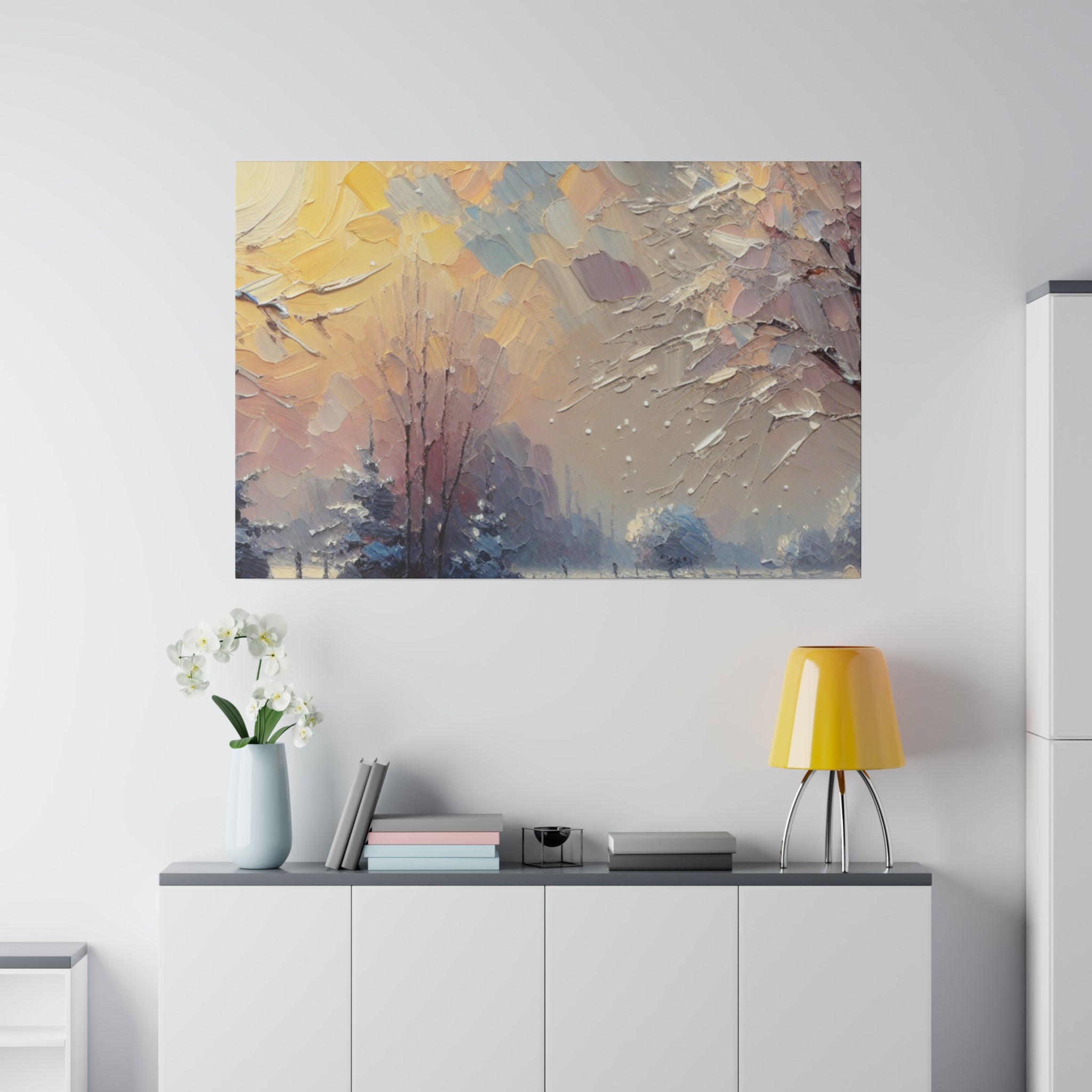 Sun Tinted Alpine Expression Winter Painting Canvas