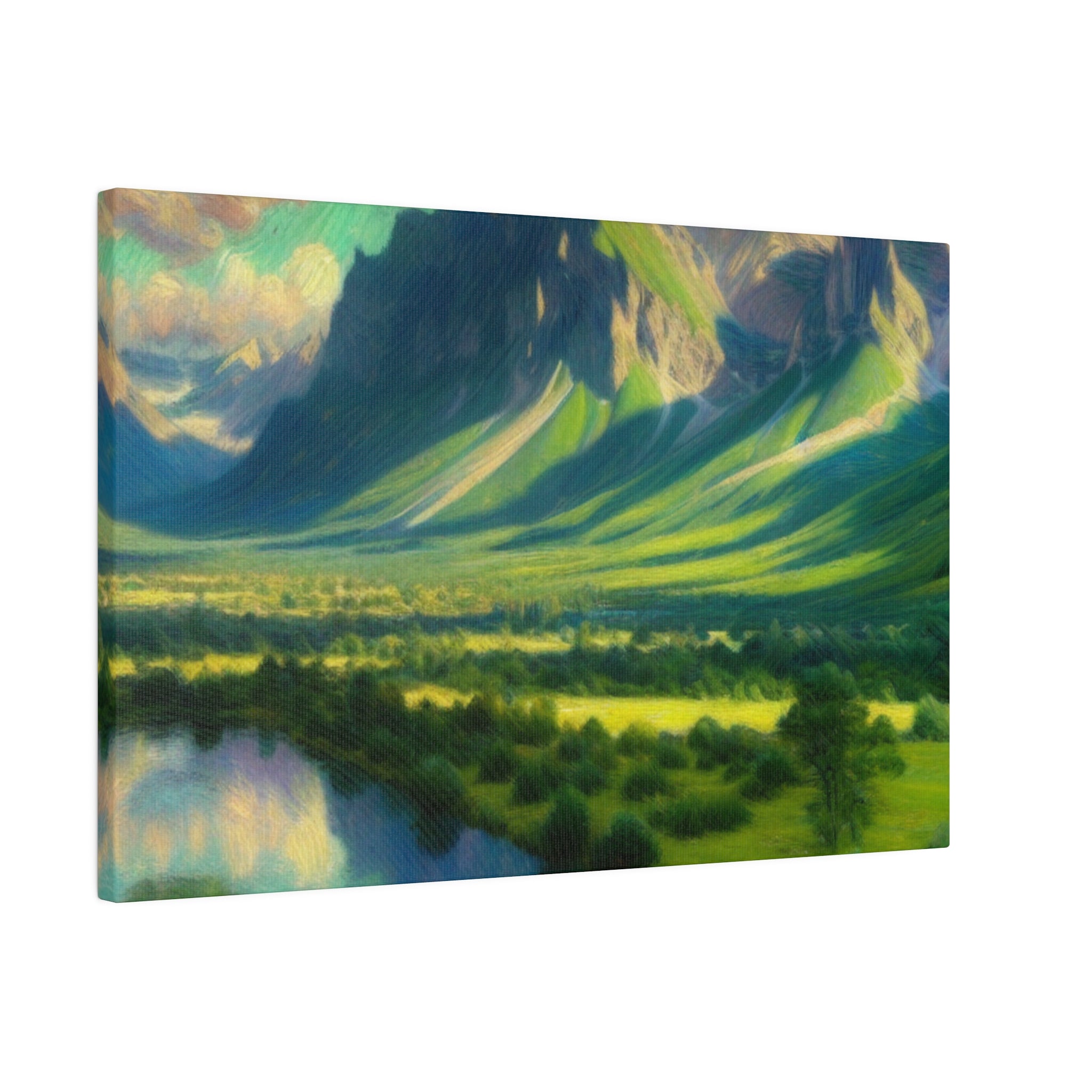 Lush Valleys Mountain Landscape Painting Canvas