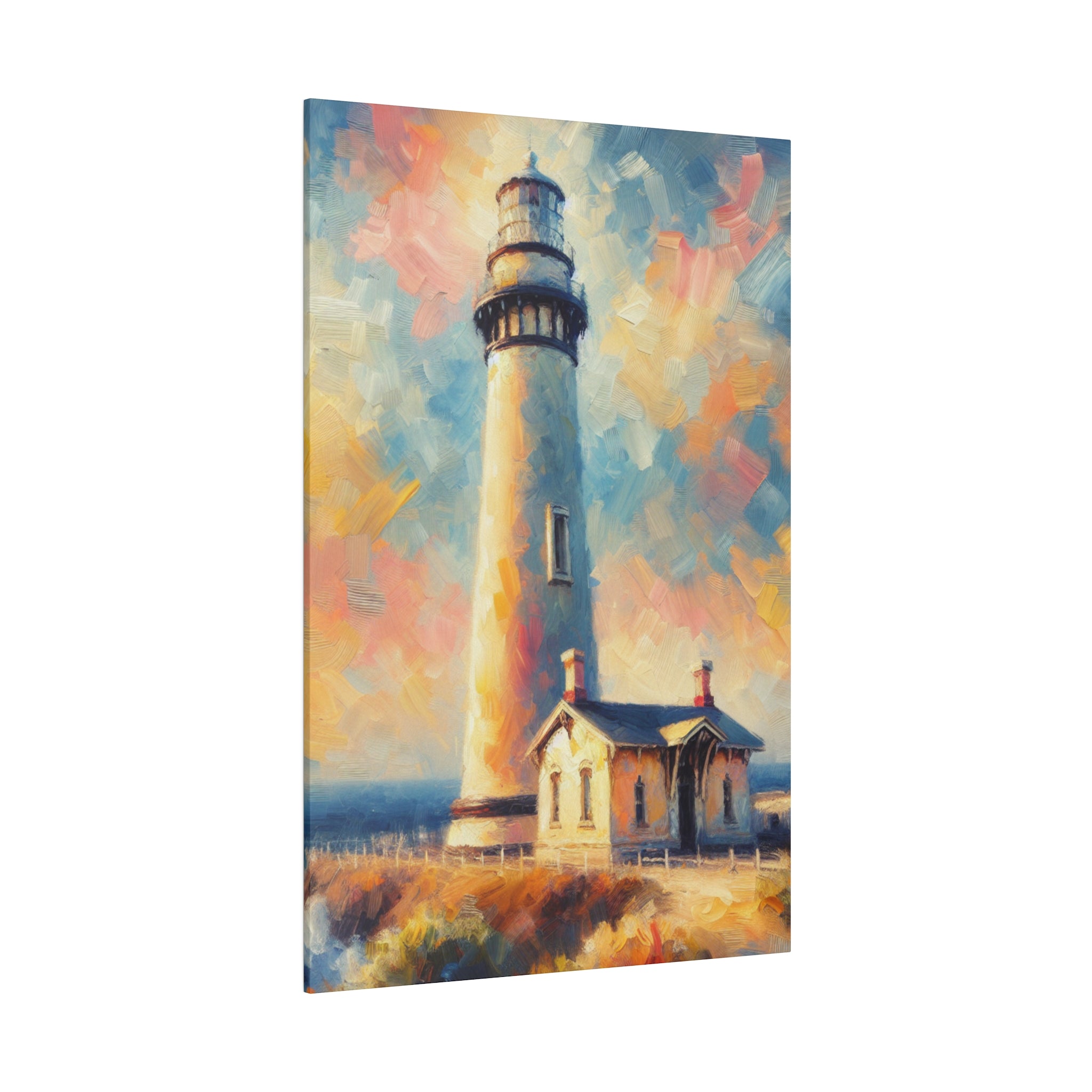 Luminated Beacon Coastal Wall Art Lighthouse Painting Canvas