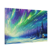 Nocturnal Hues Northern Lights Skycape Painting Canvas