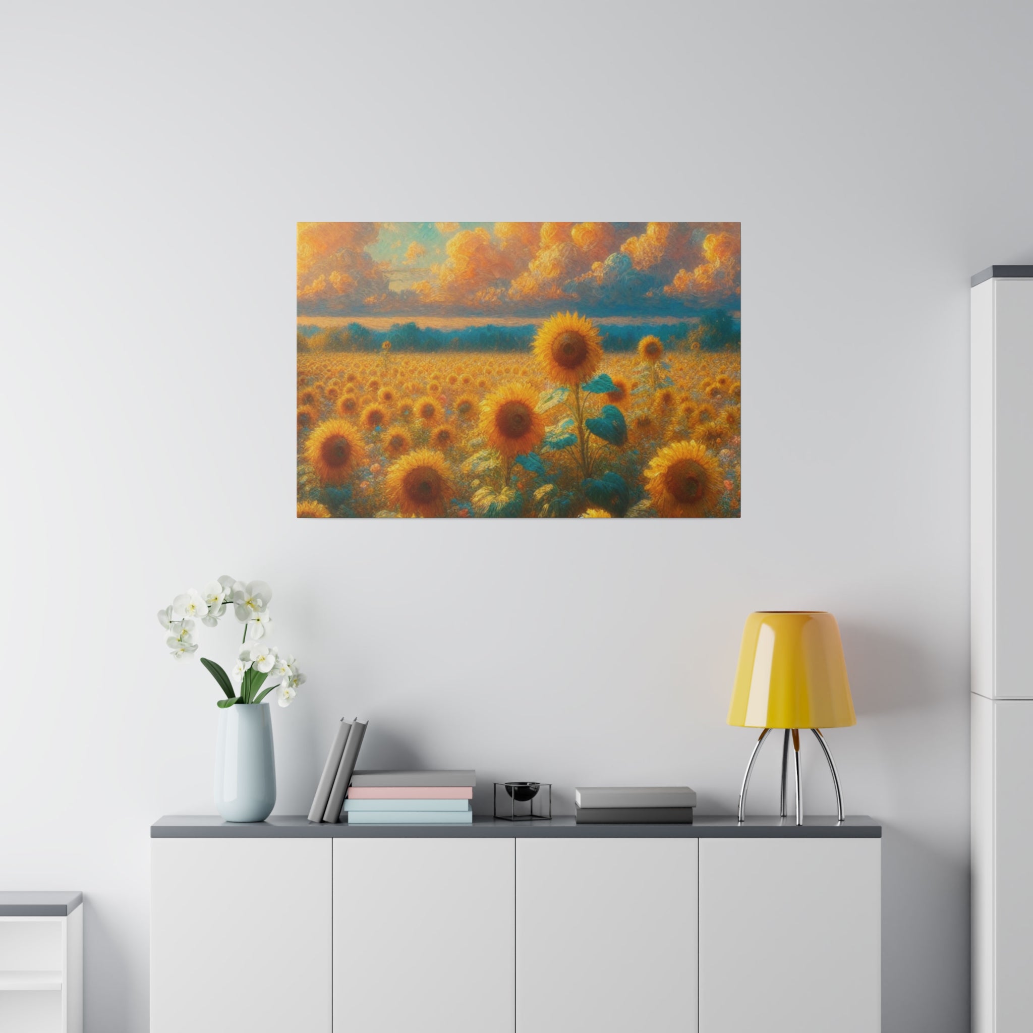 Sunny Harvest Floral Wall Art Sunflower Painting Canvas