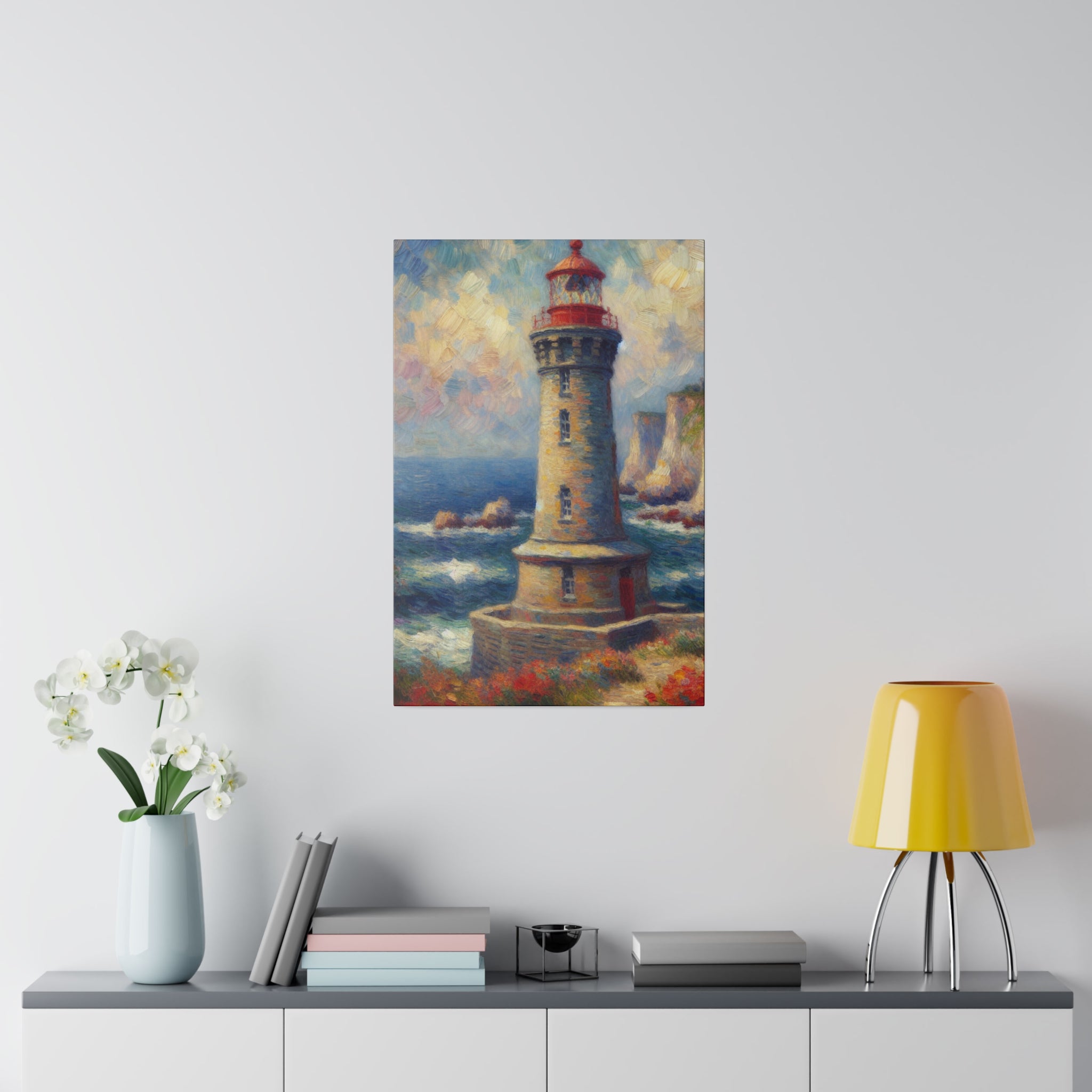 Beacon Muse Coastal Wall Art Lighthouse Painting Canvas