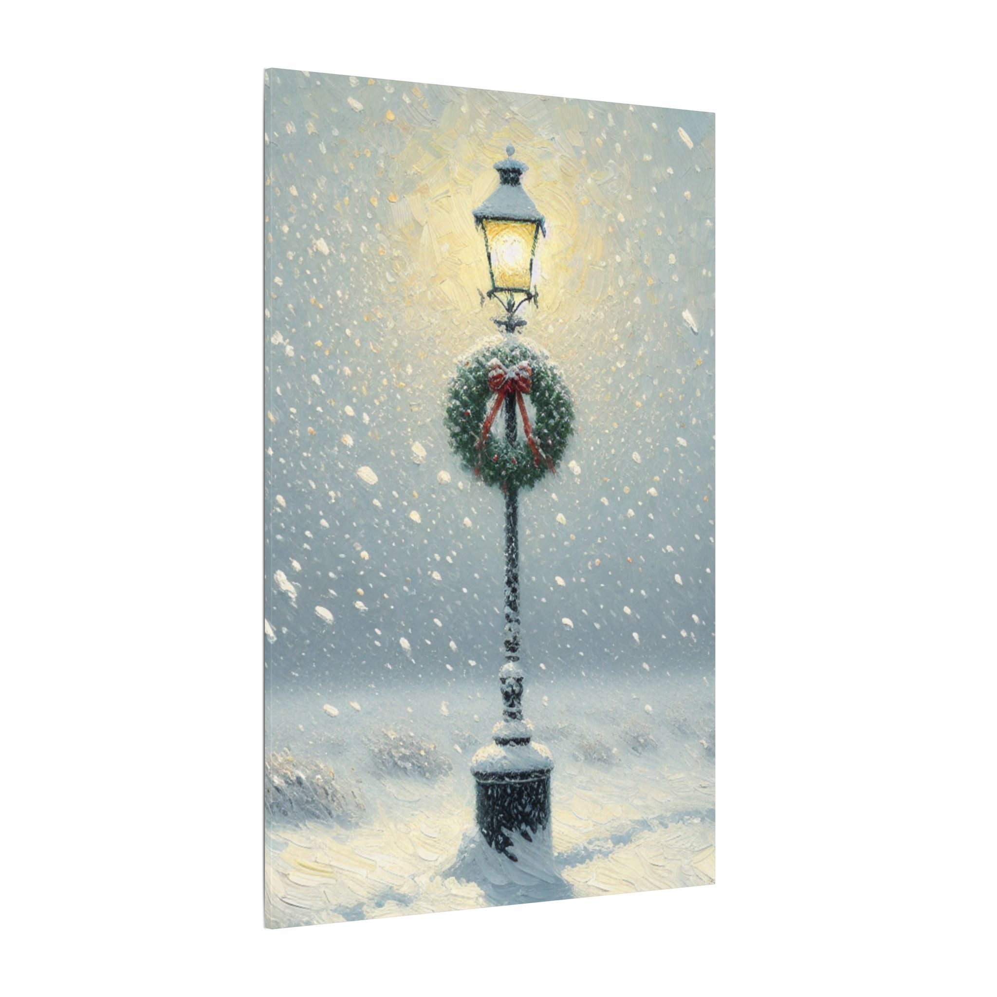 Snowy Christmas Lamp Canvas