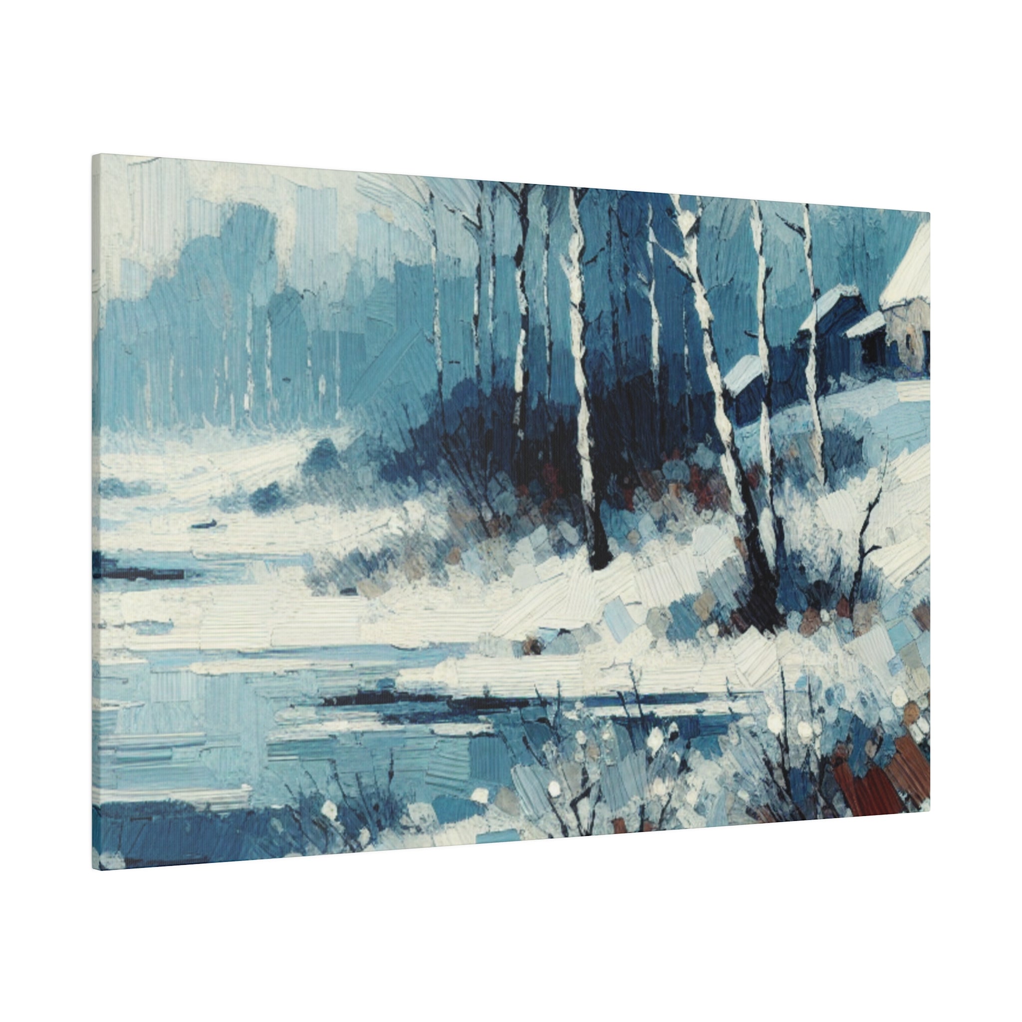 Expressionist Vintage Snowscape Winter Painting Canvas