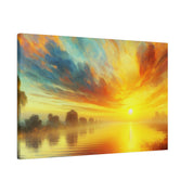 Tranquil Water Nature Sunrise Painting Canvas