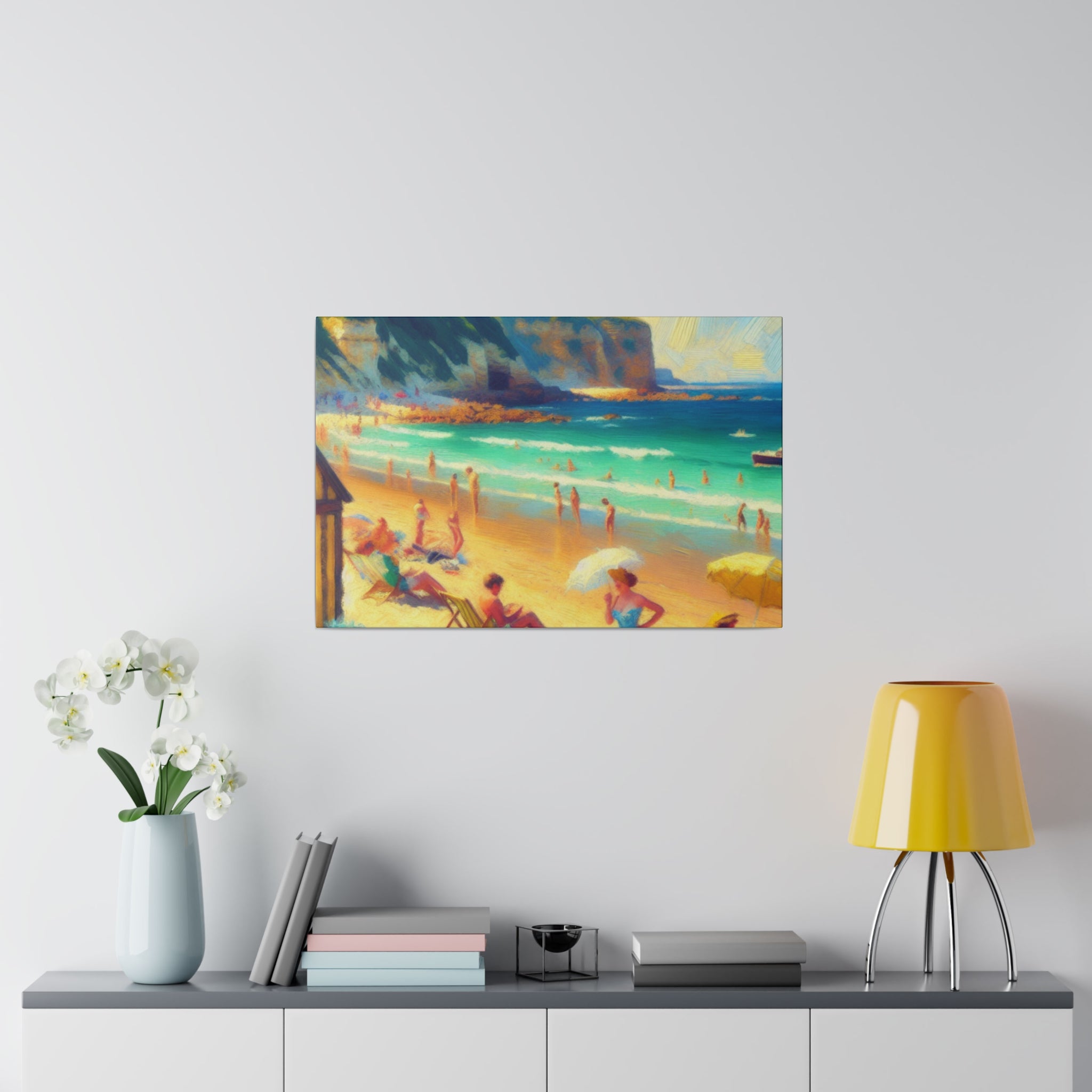 Vintage Coastal Reverie Beach Landscape Painting Canvas