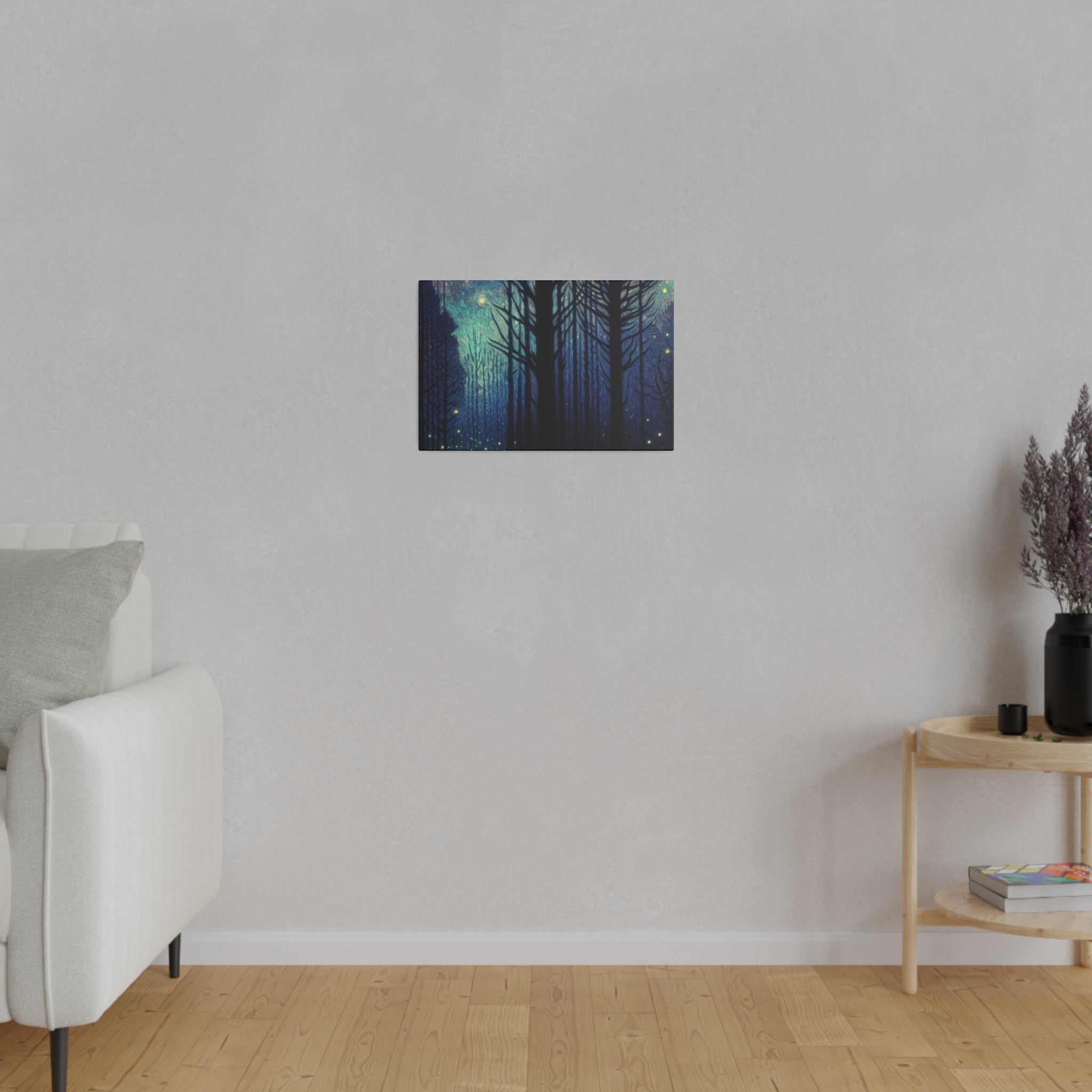 Firefly Glow Night Forest Painting Canvas