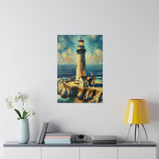 Maritime Mirage Coastal Wall Art Lighthouse Painting Canvas