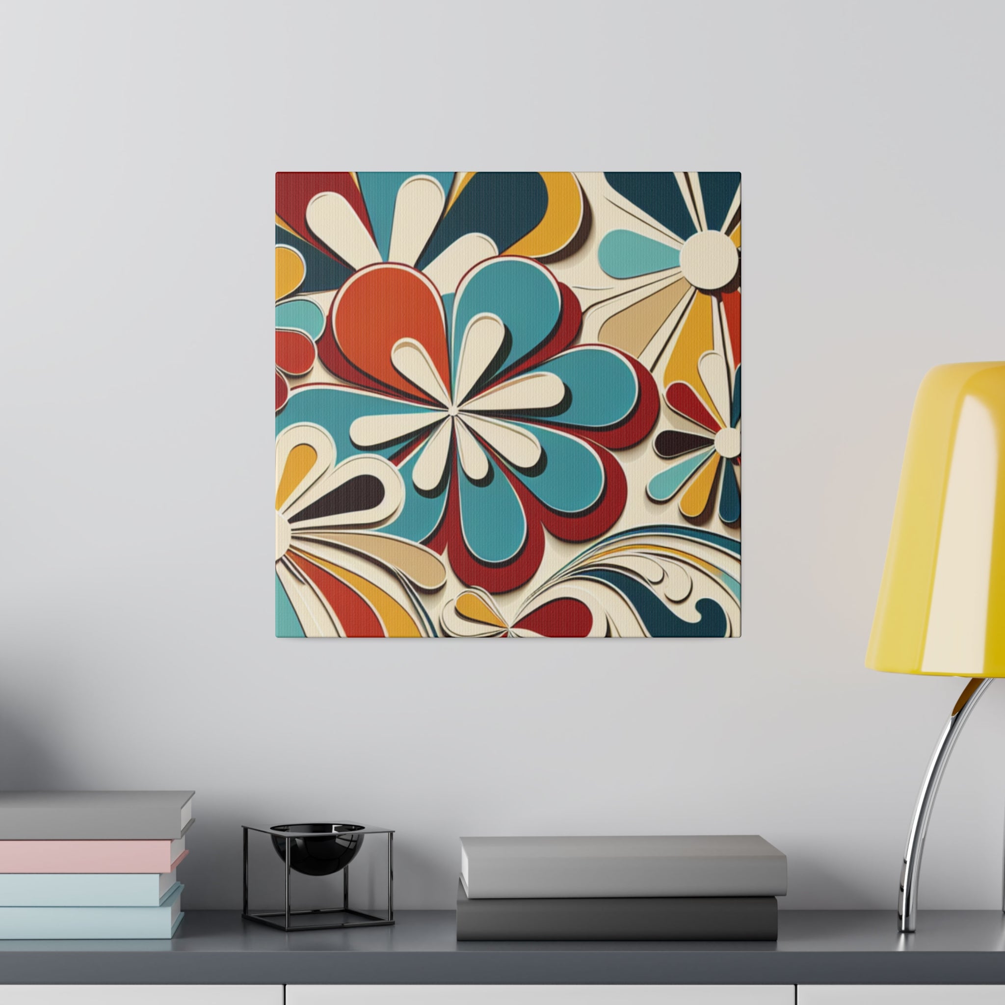 Groovy Blossom Reverie Floral Wall Art 70s Artwork Canvas