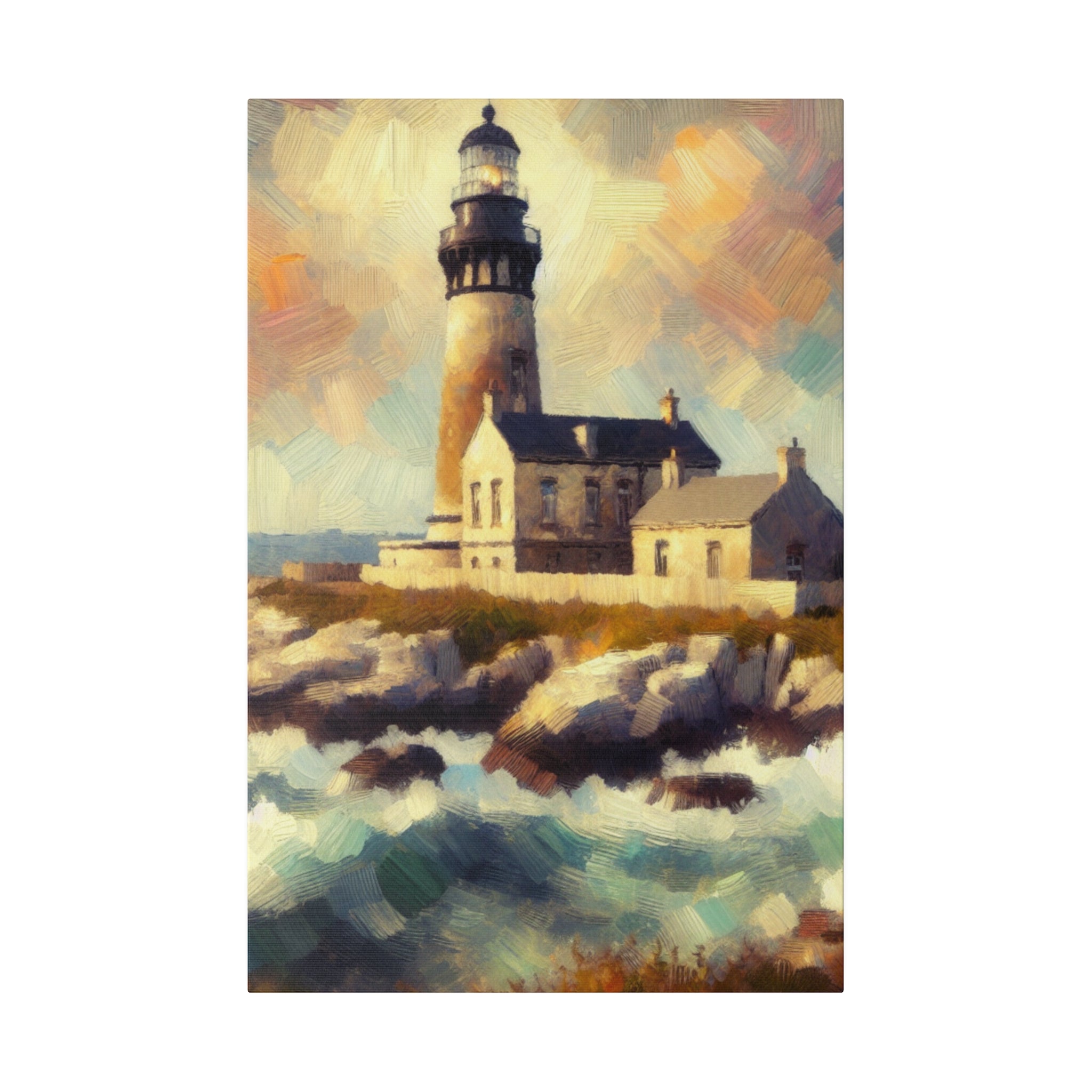 Beacon Illumination Coastal Wall Art Lighthouse Painting Canvas