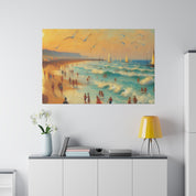 Sunset Serenity Vintage Impressionist Beach Painting Canvas