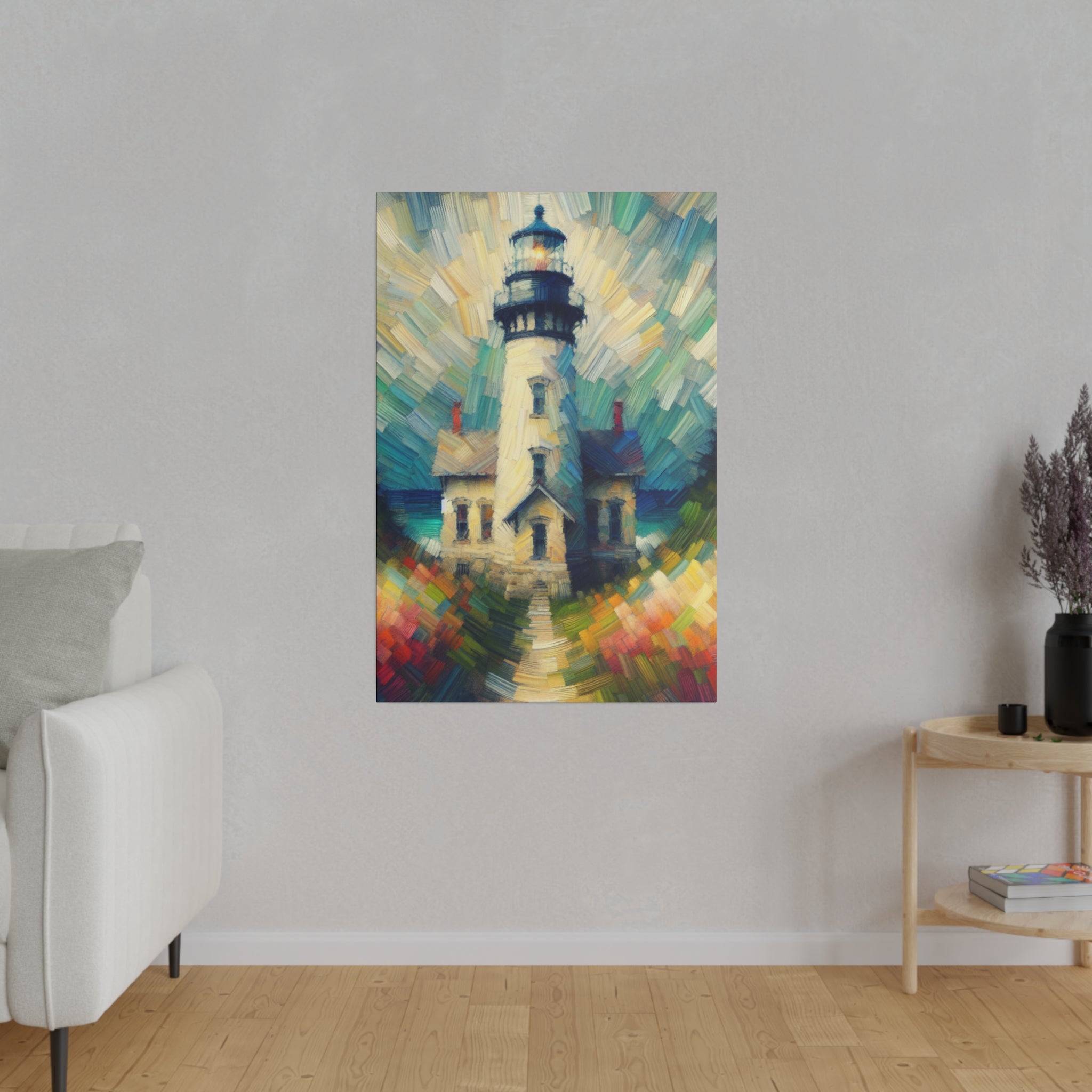 Luminary Refuge Coastal Wall Art Lighthouse Painting Canvas