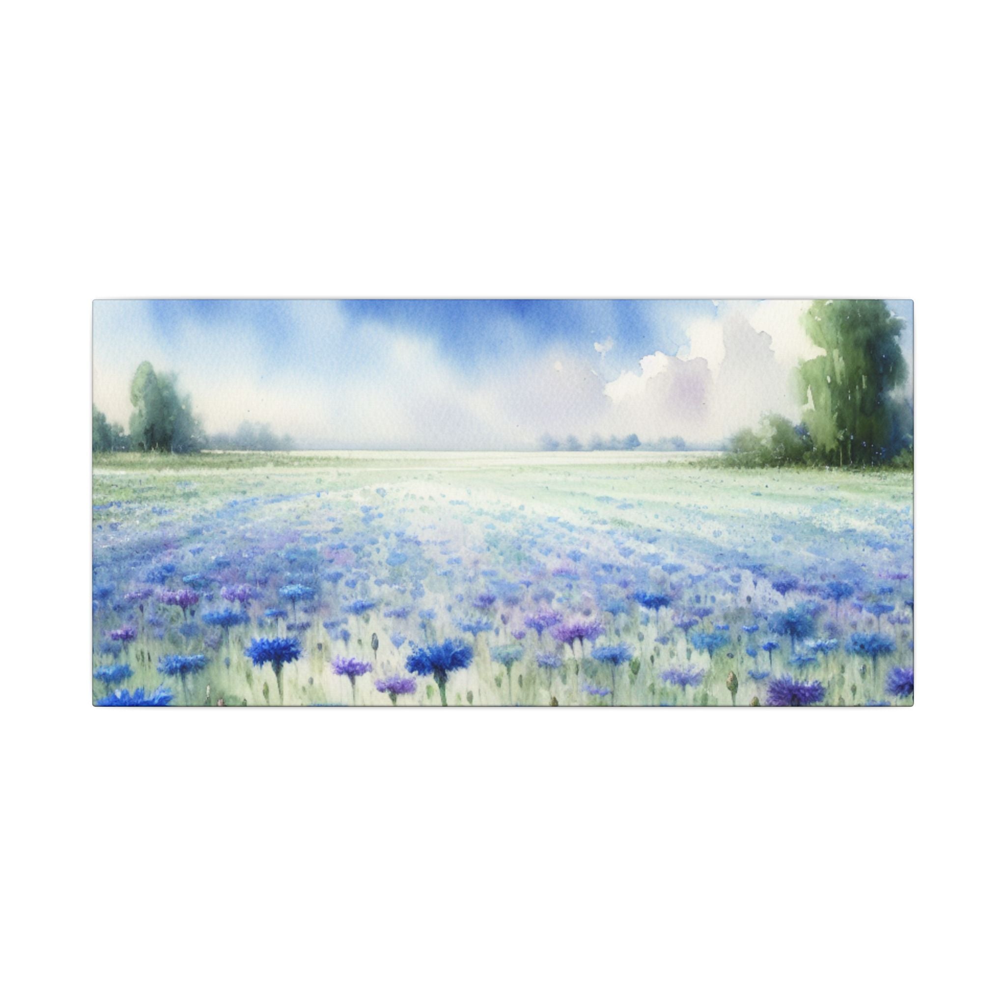 The Cornflower Field Watercolor On Canvas