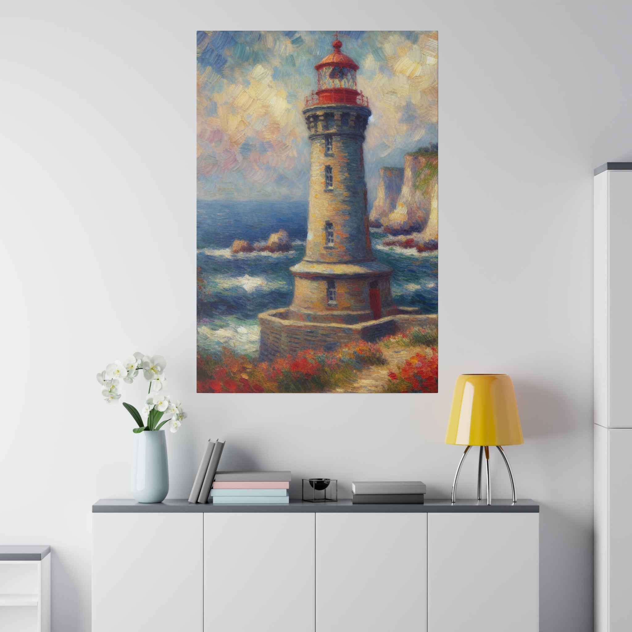 Beacon Muse Coastal Wall Art Lighthouse Painting Canvas