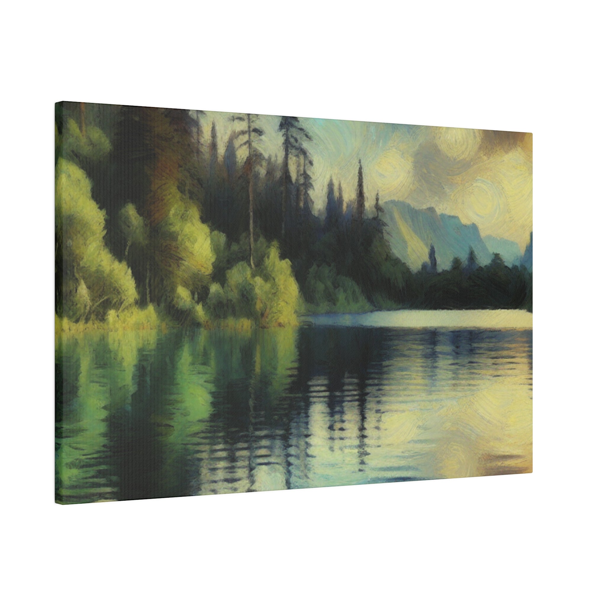 Serene Waterscape Reverie Lake Painting Canvas