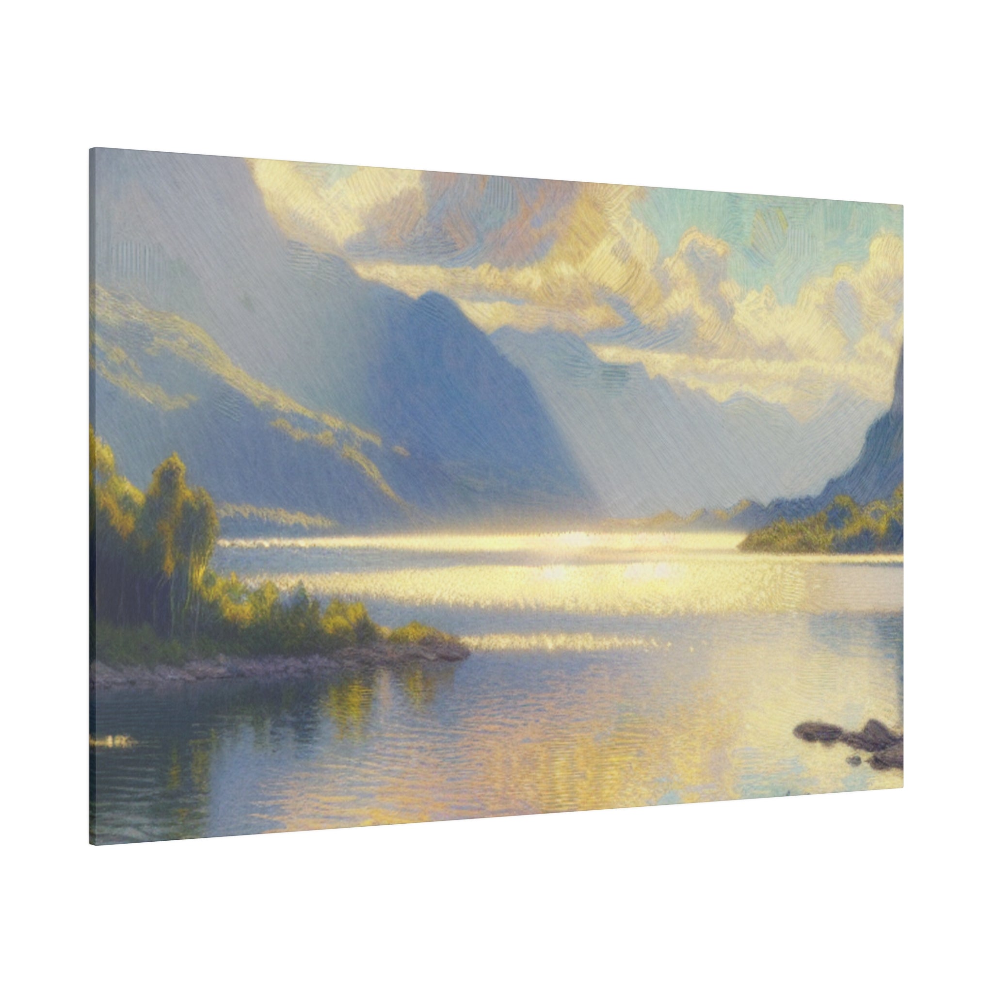 Serene Lake Mirage Lake Painting Canvas