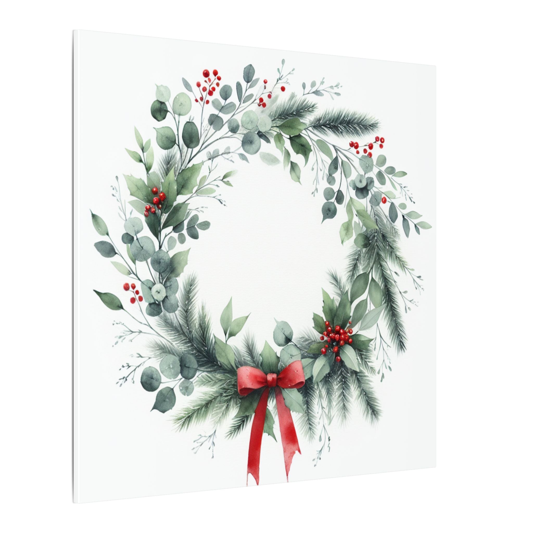 Watercolor Christmas Wreath Canvas