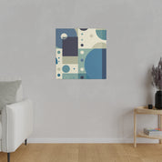 Neutral Green Blue Geometric Mid Century Wall Art Canvas