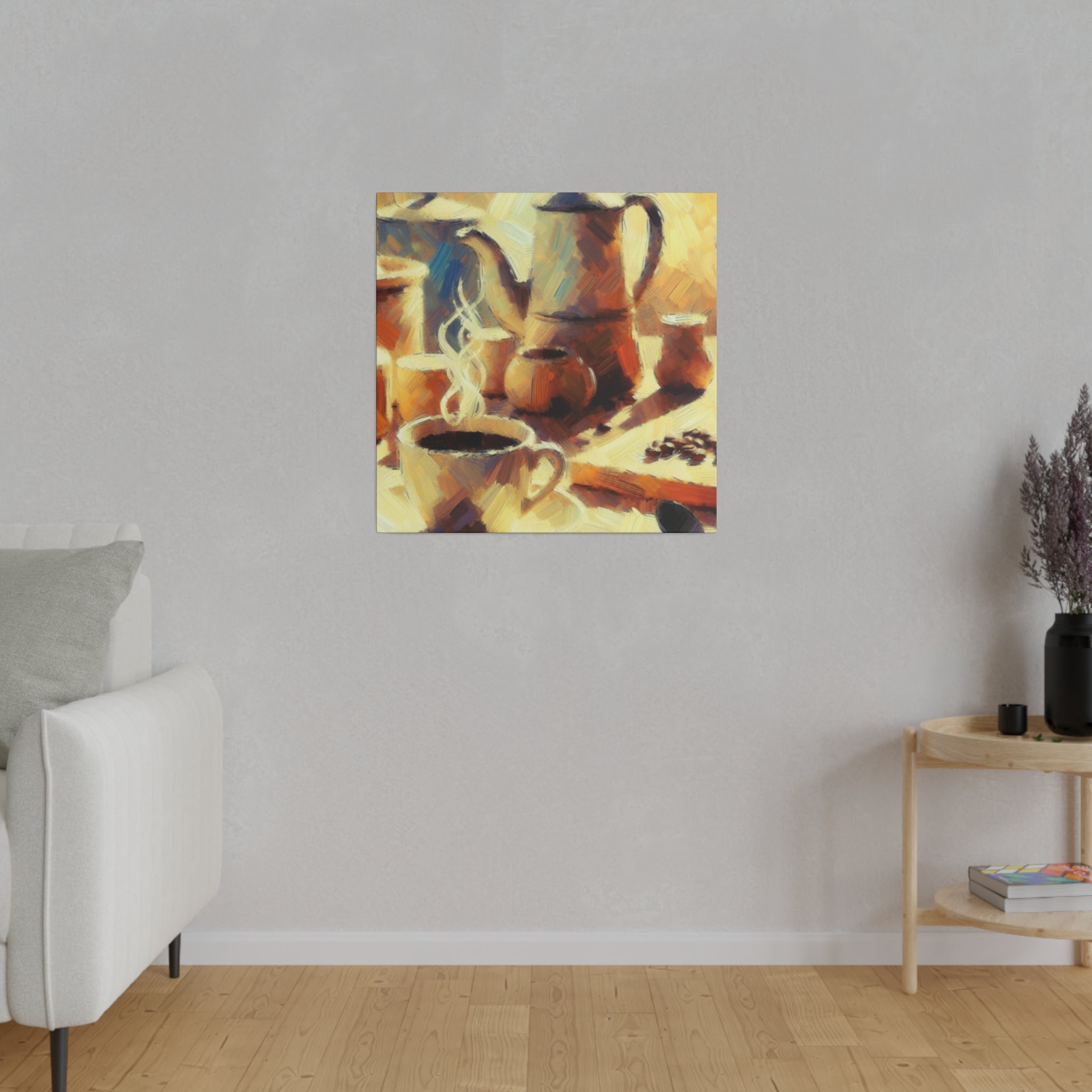 Coffee Brush Strokes Impressionist Artwork Coffee Painting Canvas