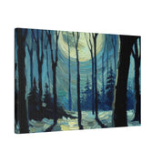 Night Moon Whisper Expressionist Forest Painting Canvas