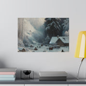 Remote Farm Village Snowscape Winter Painting Canvas