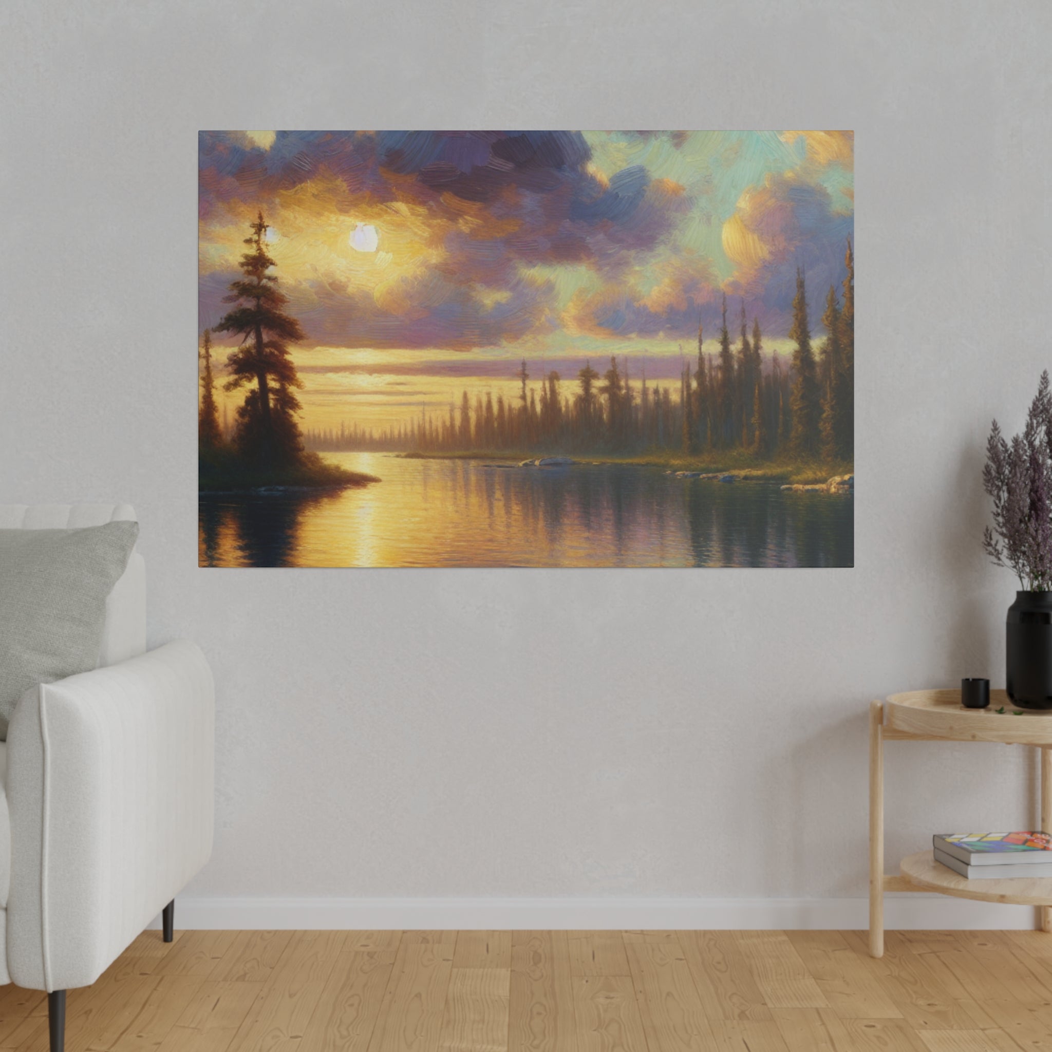 Serenity Lake Mirage Lake Painting Canvas