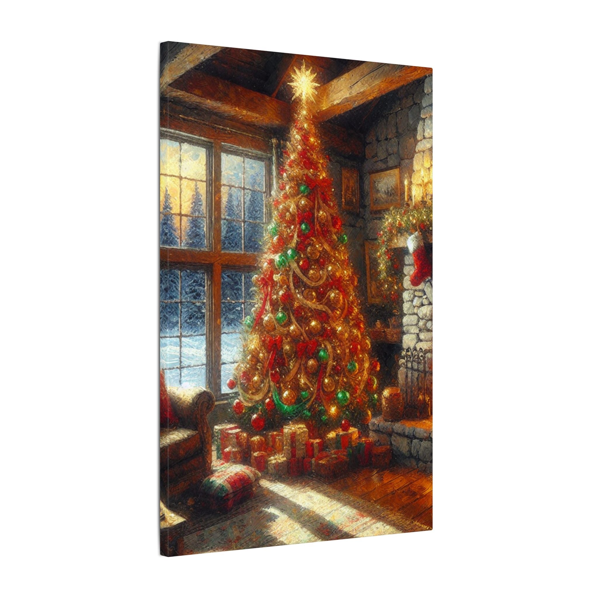 Cozy Christmas Living Room Canvas