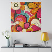 Psychedelic Petals Floral Wall Art 70s Artwork Canvas