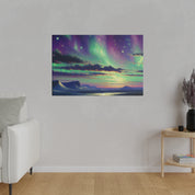 Northern Lights Painting | Aurora Ice Caps Scene | Winter Artwork Canvas