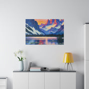 Quiet Lake Mountain Landscape Painting Canvas