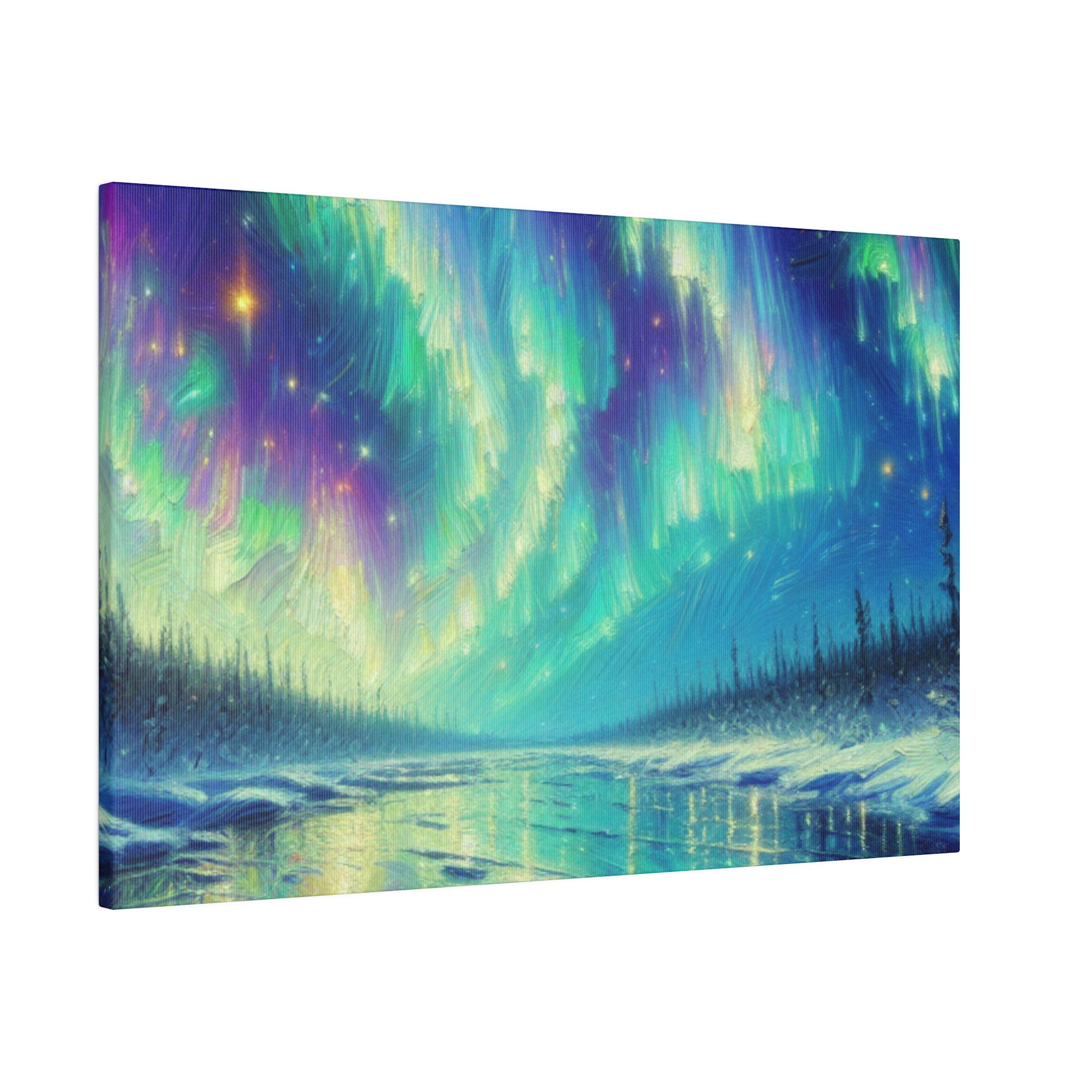 Aurora Winter Dreams Northern Lights Painting Canvas