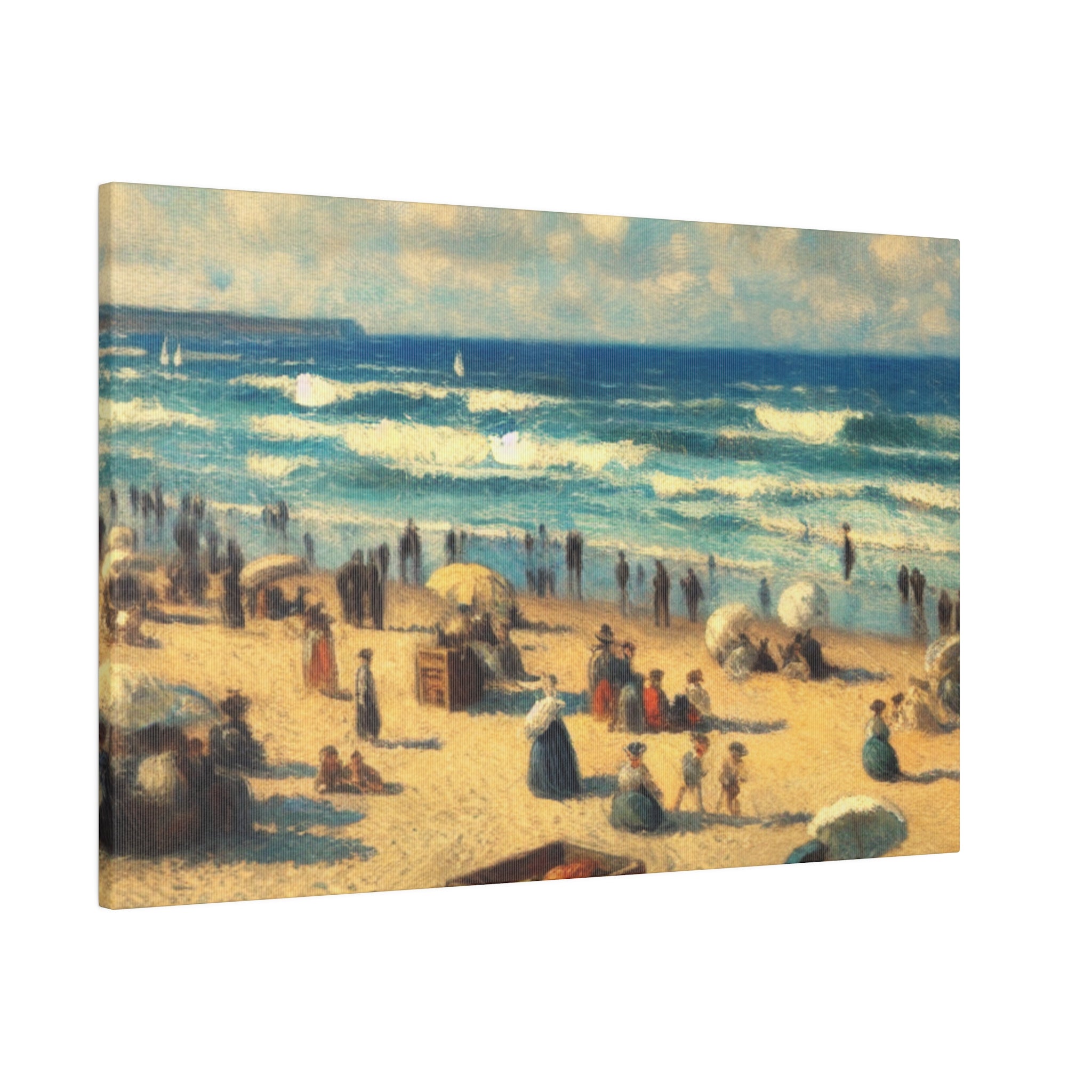 Old School Family Day Beach Painting Canvas