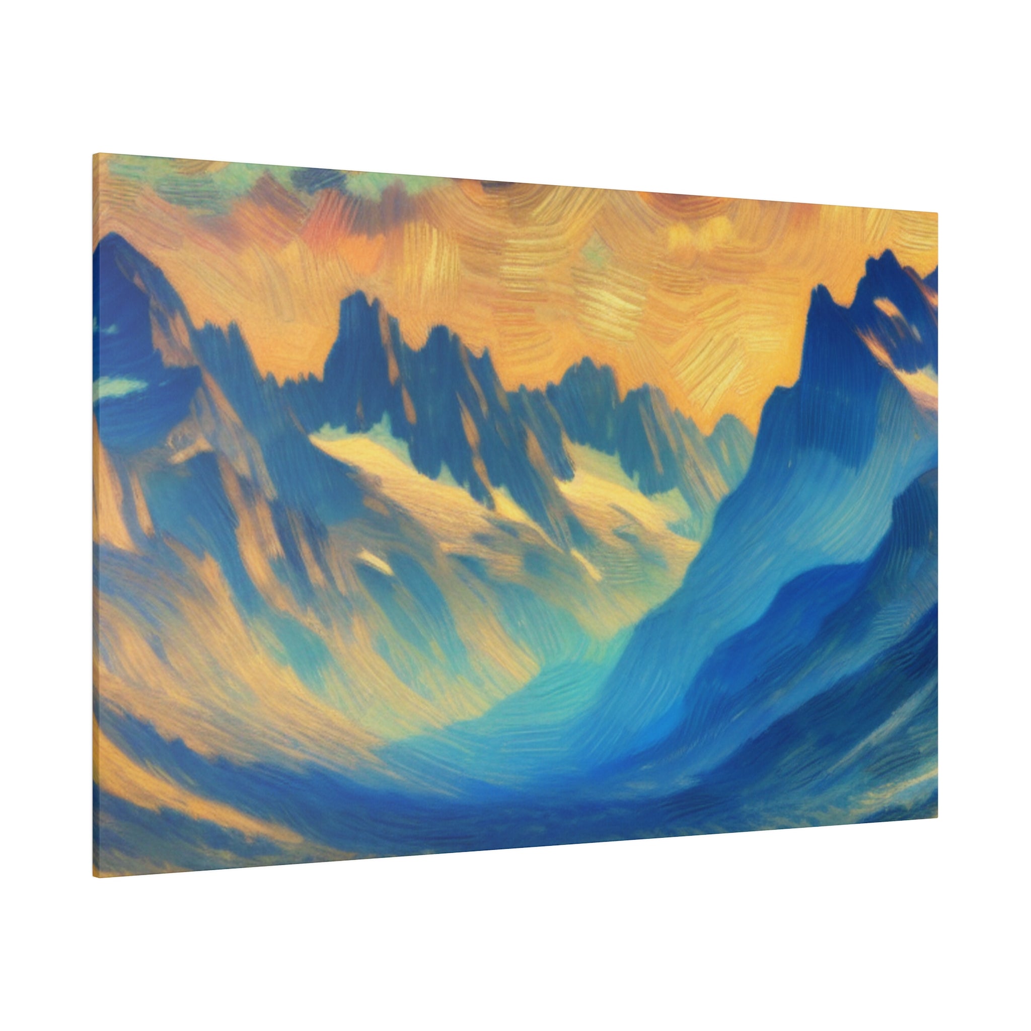 Misty Peaks of Dawn Mountain Landscape Painting Canvas