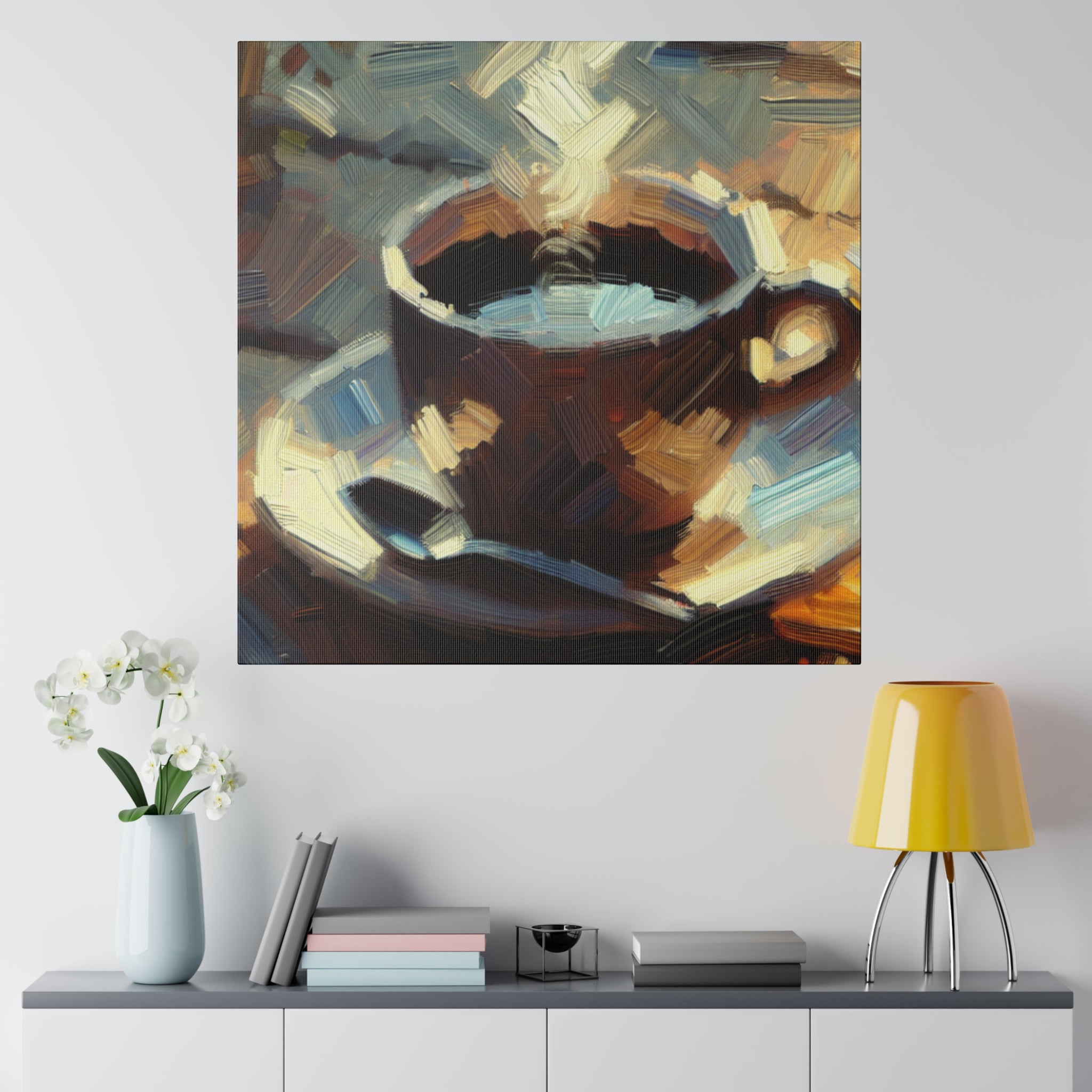 Quiet Morning Rustic Cafe Wall Decor Coffee Painting Canvas