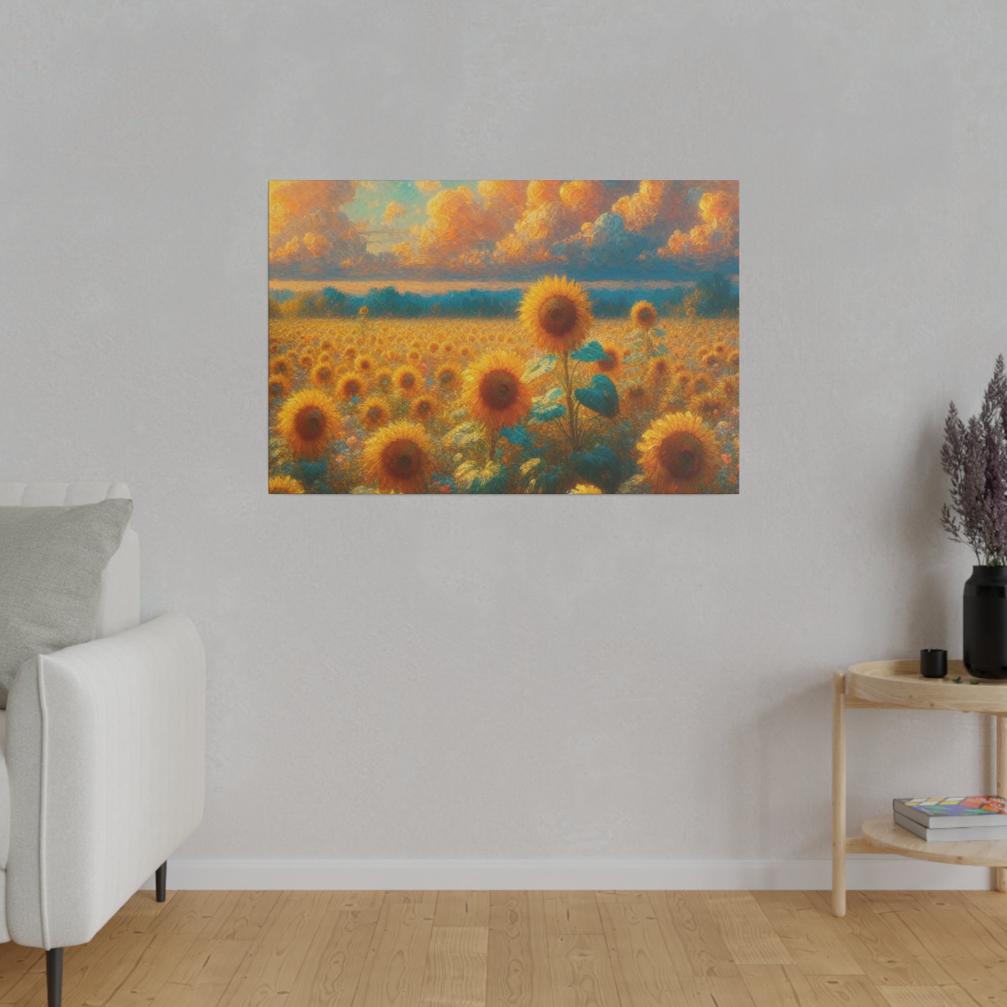 Sunny Harvest Floral Wall Art Sunflower Painting Canvas